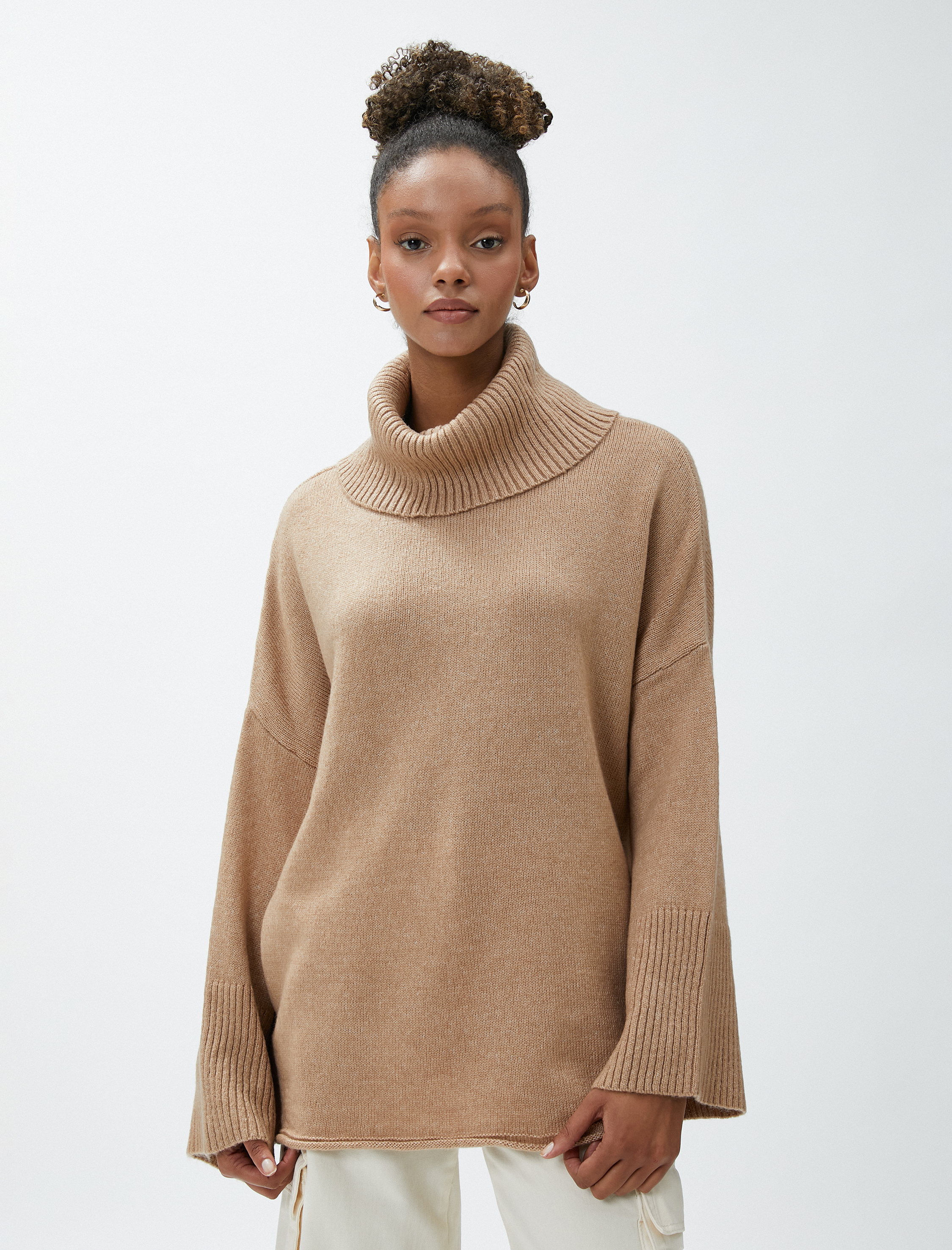   Oversize Balıkçı Yaka Kazak Akrilik