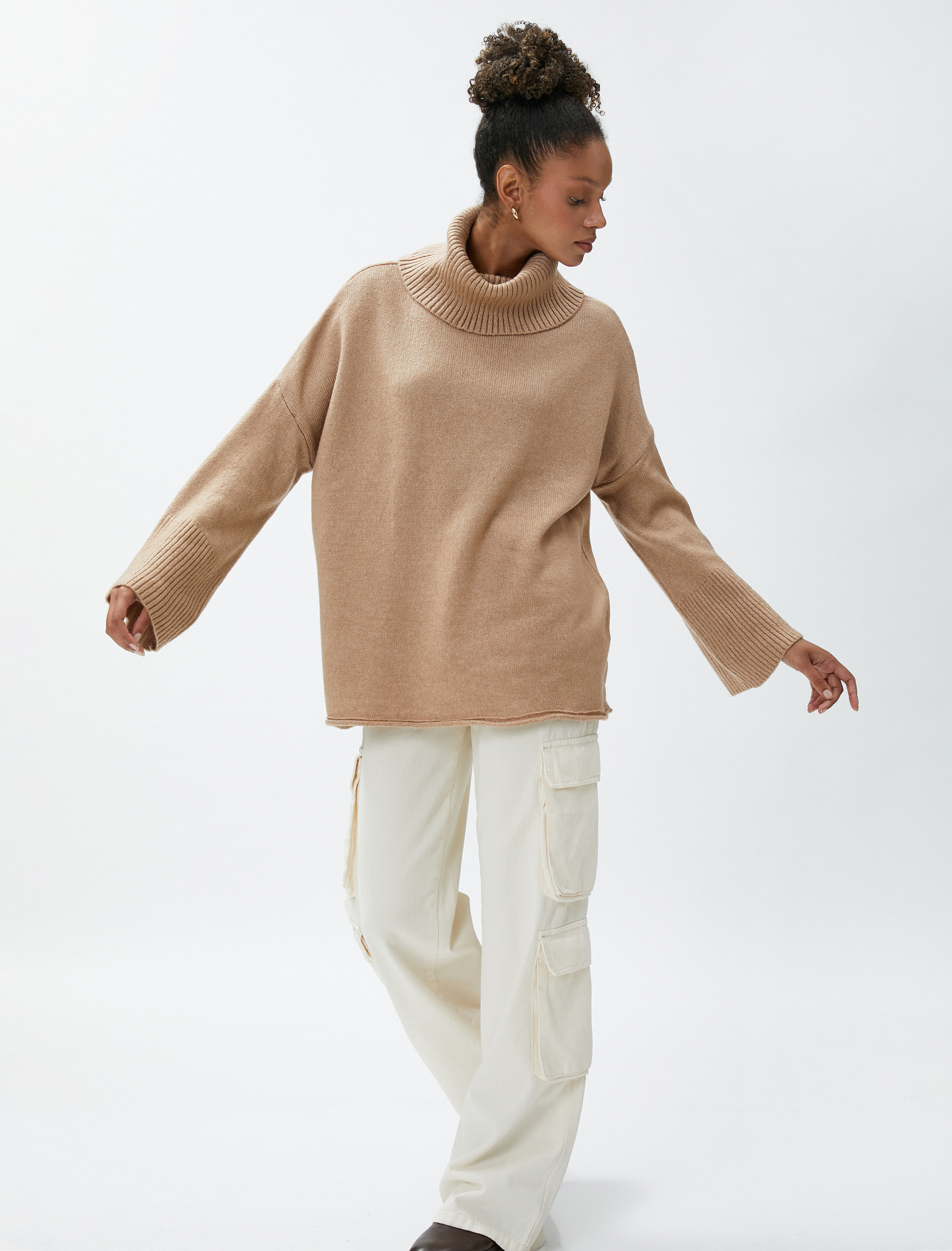   Oversize Balıkçı Yaka Kazak Akrilik