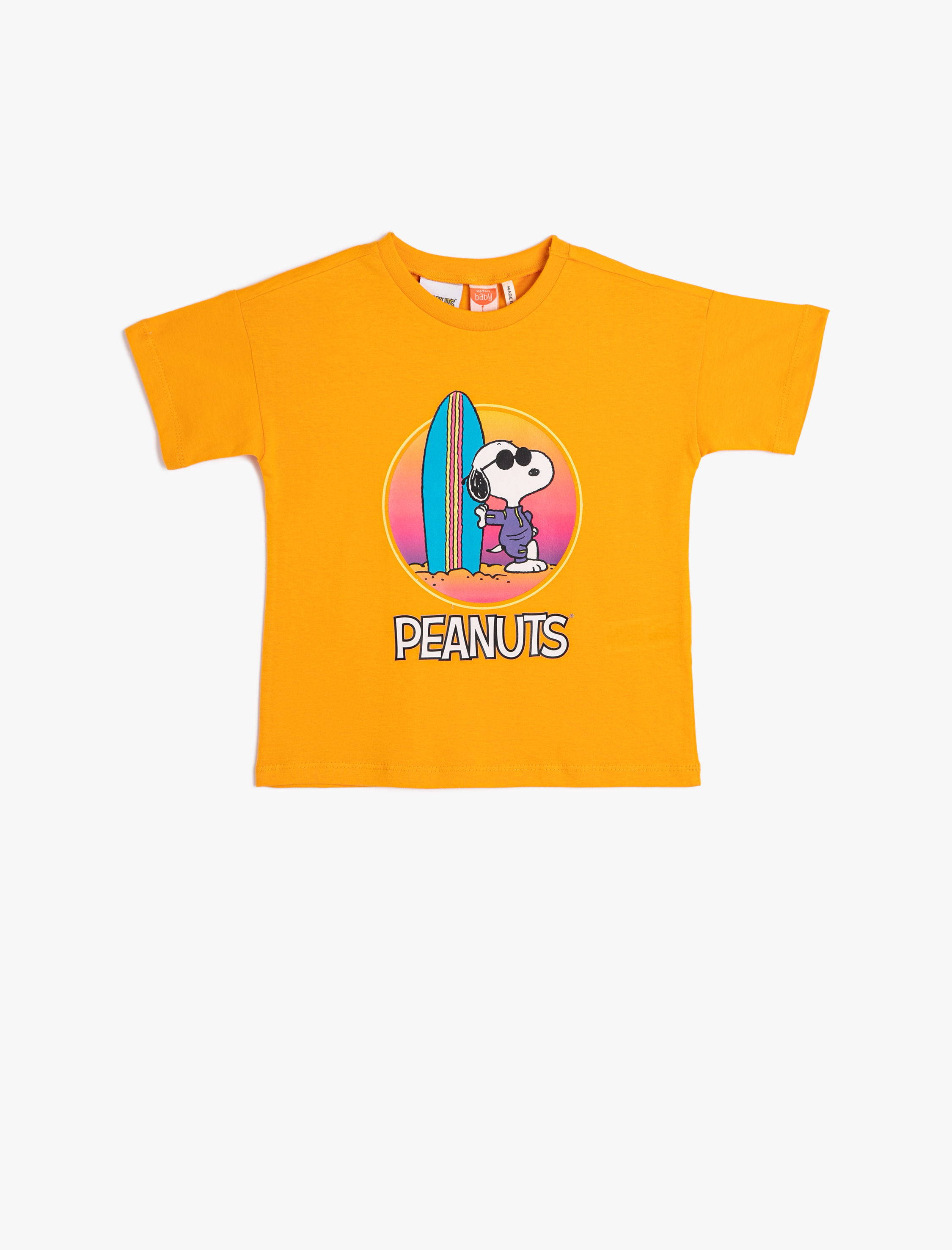  Erkek Bebek Snoopy Tişört Lisanslı Kısa Kollu Bisiklet Yaka Pamuklu