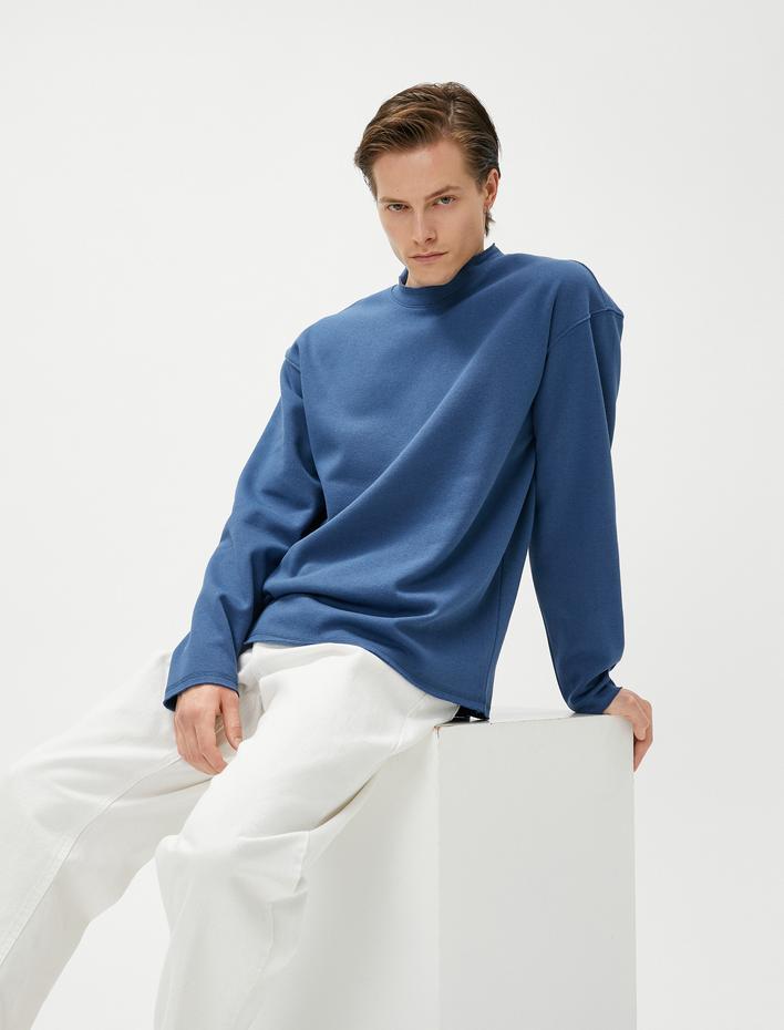  Oversize Sweat Bisiklet Yaka Uzun Kollu Şardonlu