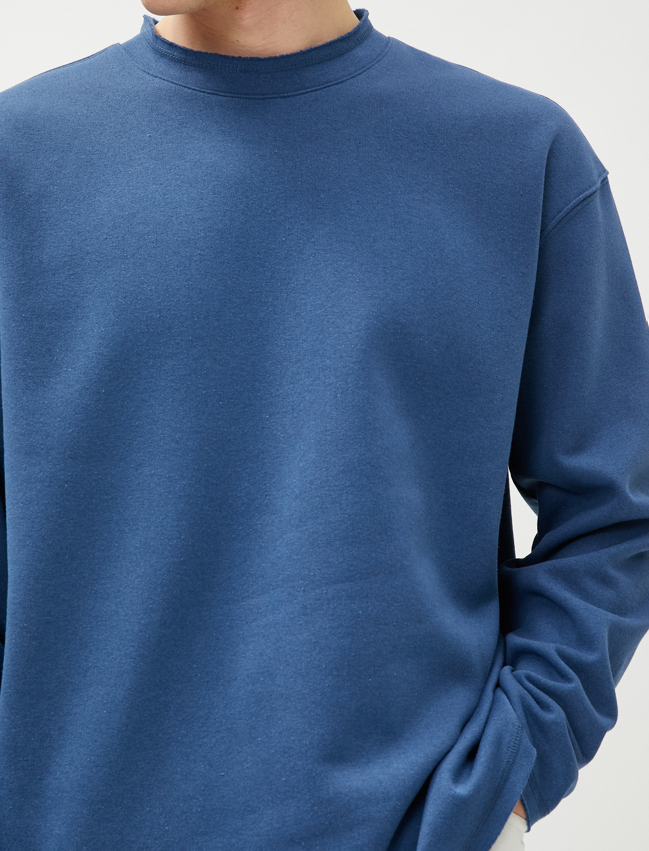 Oversize Sweat Bisiklet Yaka Uzun Kollu Şardonlu