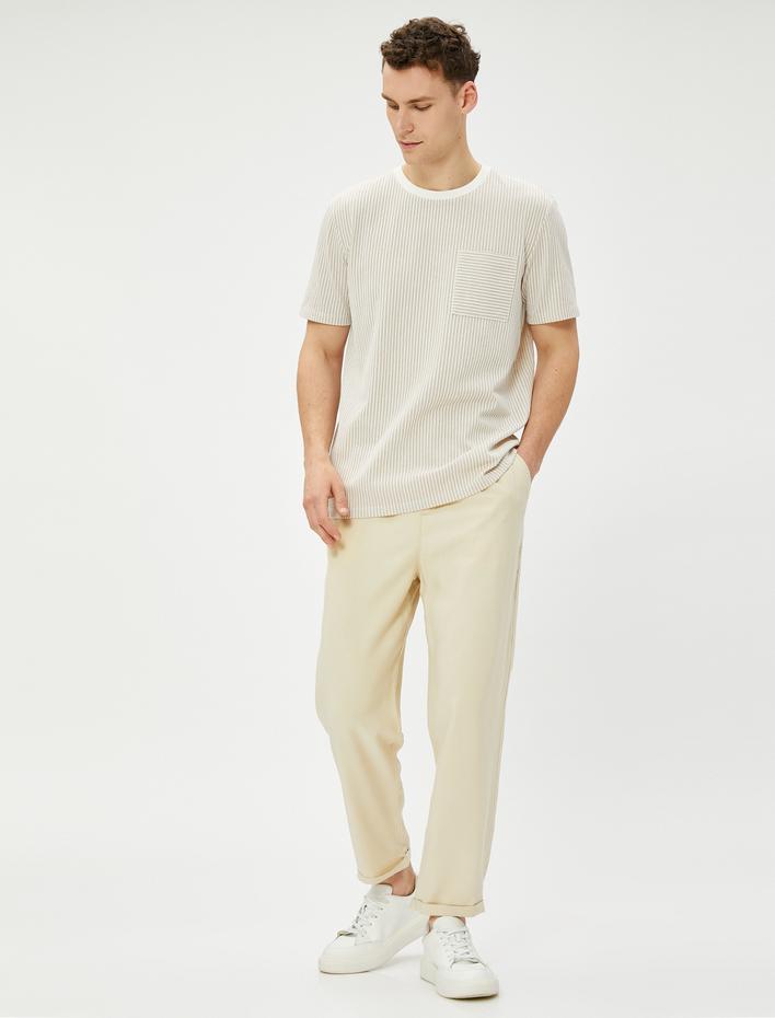  Basic Pantolon Beli Bağcıklı Cep Detaylı Viskon Karışımlı