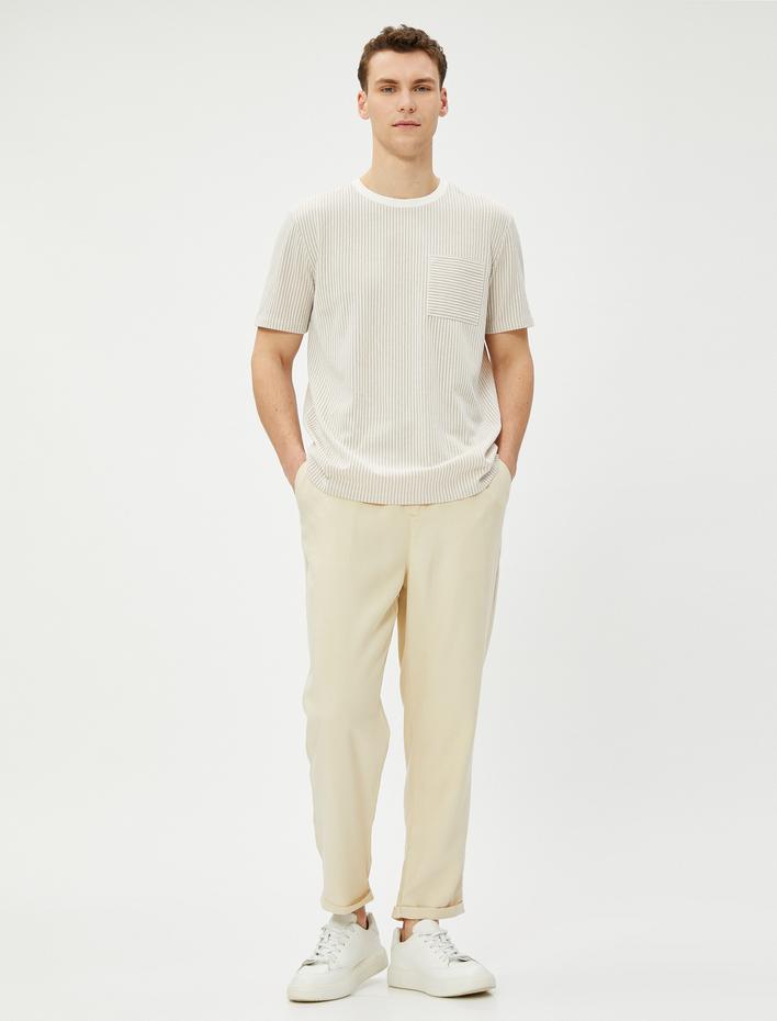  Basic Pantolon Beli Bağcıklı Cep Detaylı Viskon Karışımlı