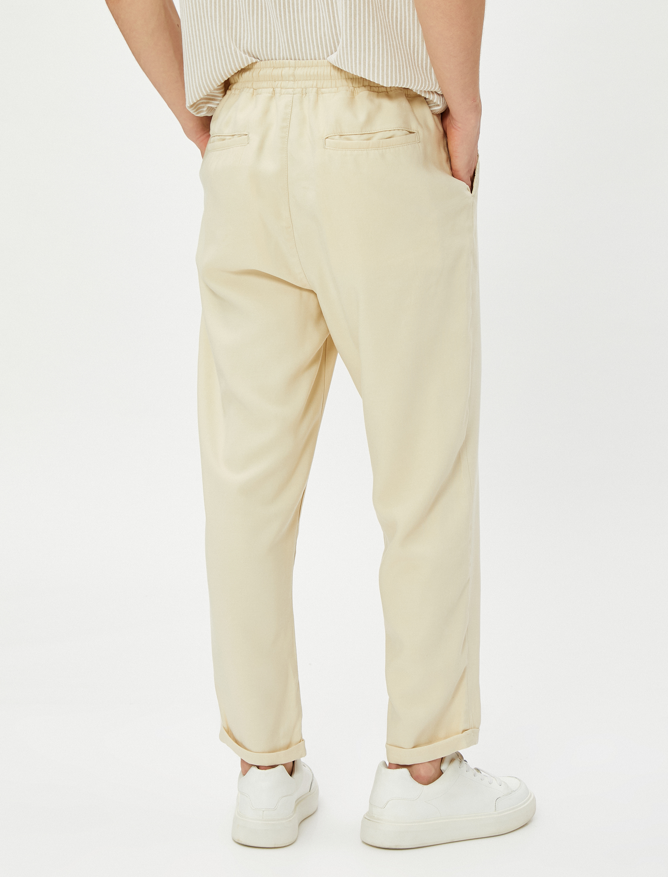   Basic Pantolon Beli Bağcıklı Cep Detaylı Viskon Karışımlı