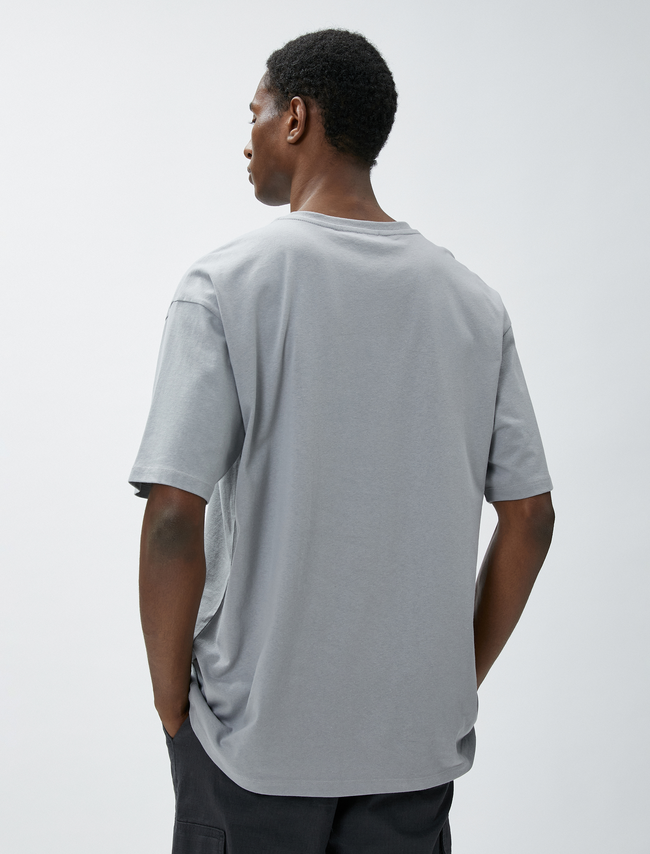   Kuru Kafa Baskılı Tişört Bisiklet Yaka Kısa Kollu Pamuklu