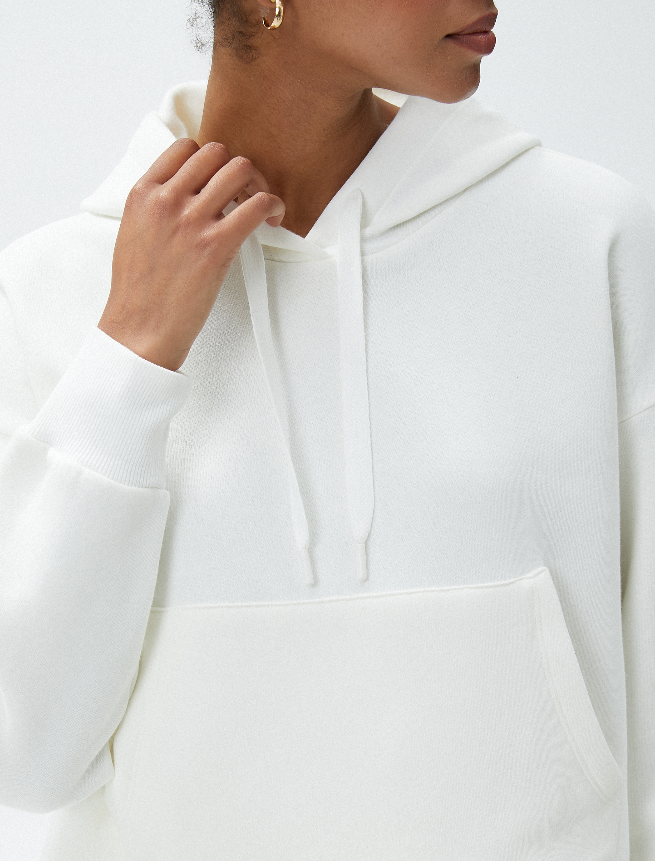   Spor Sweatshirt Kapüşonlu Şardonlu Kanguru Cepli