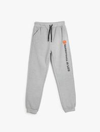 Jogger Eşofman Altı Baskılı Beli Bağcıklı Paçası Lastikli