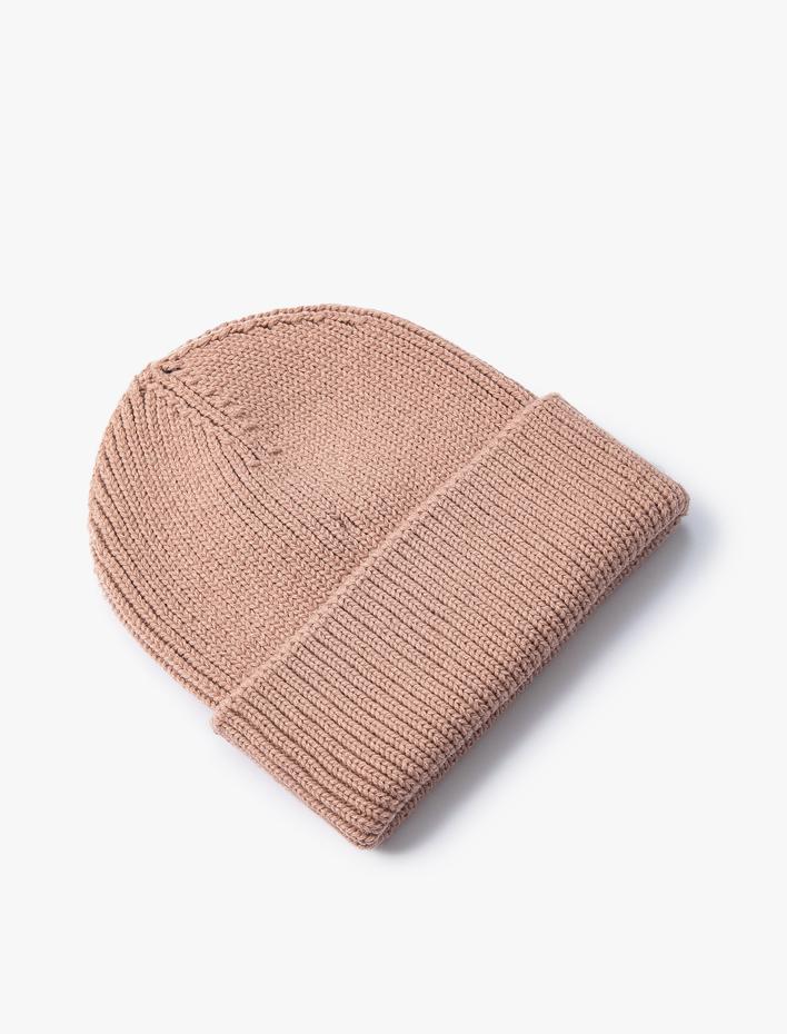 Kız Çocuk Bere Örgü Ribanalı Sloganlı Etiket Detaylı