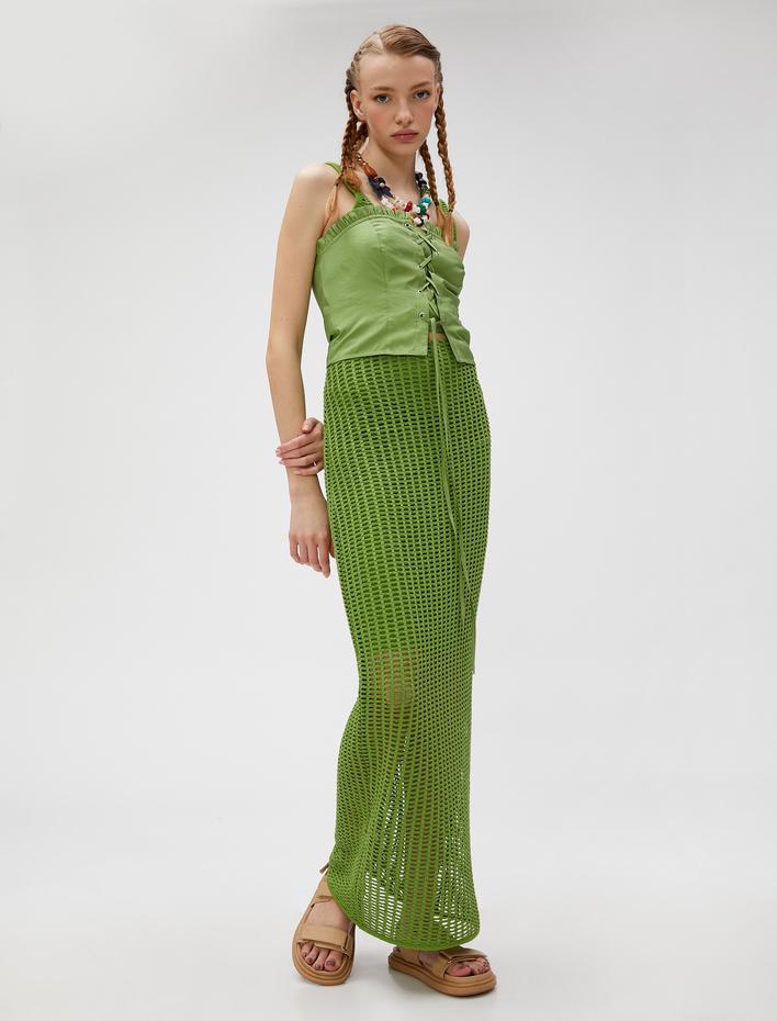  Kroşe Uzun Etek Yırtmaçlı Astarlı