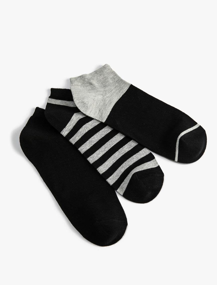  Erkek 3-Pack Bootie Socks Set Geometric Detail