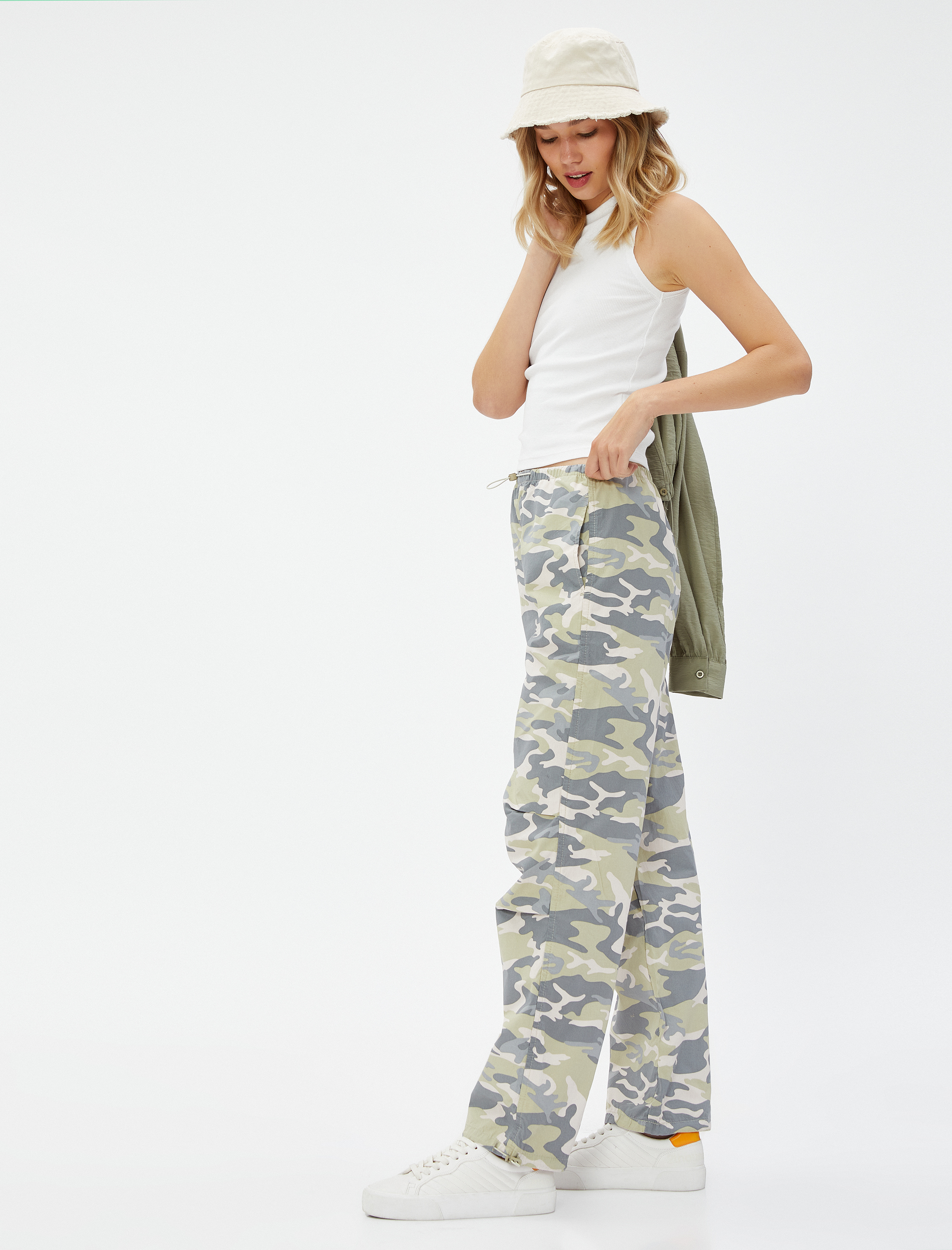   Pantolon Cep Detaylı Katlamalı Beli Lastikli Stoperli