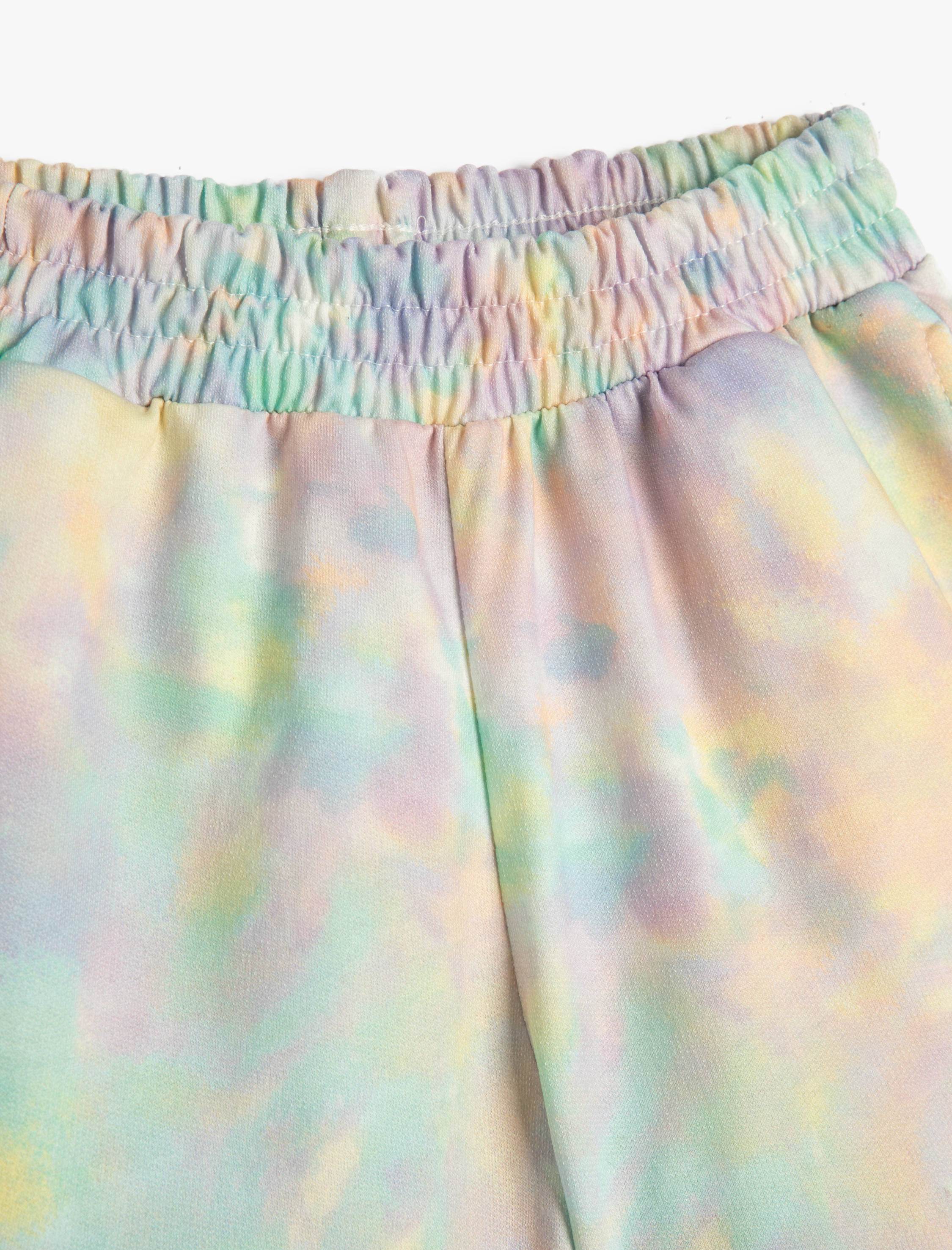  Kız Çocuk Şort Batik Desenli Beli Lastikli Cepli Rahat Kesim