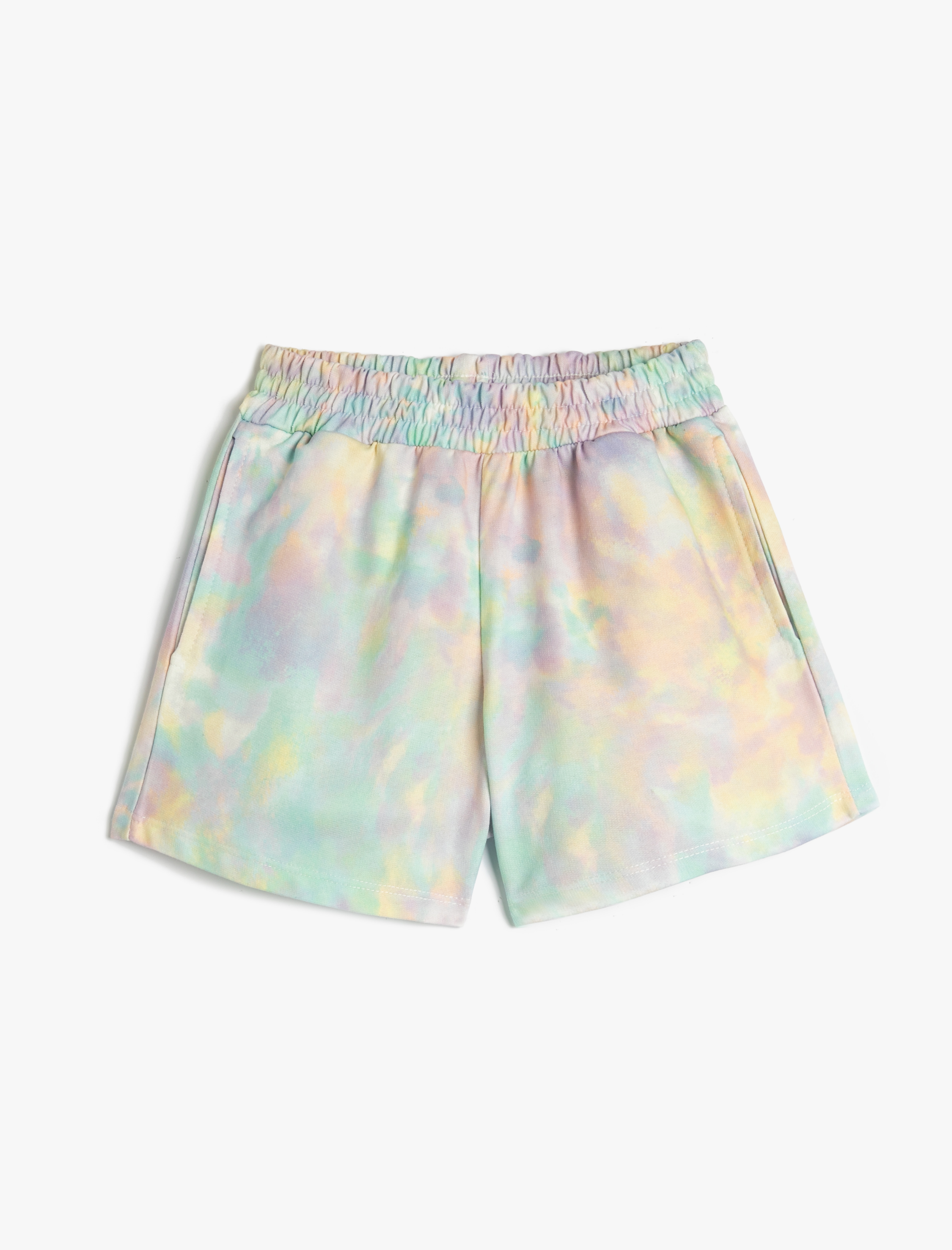  Kız Çocuk Şort Batik Desenli Beli Lastikli Cepli Rahat Kesim