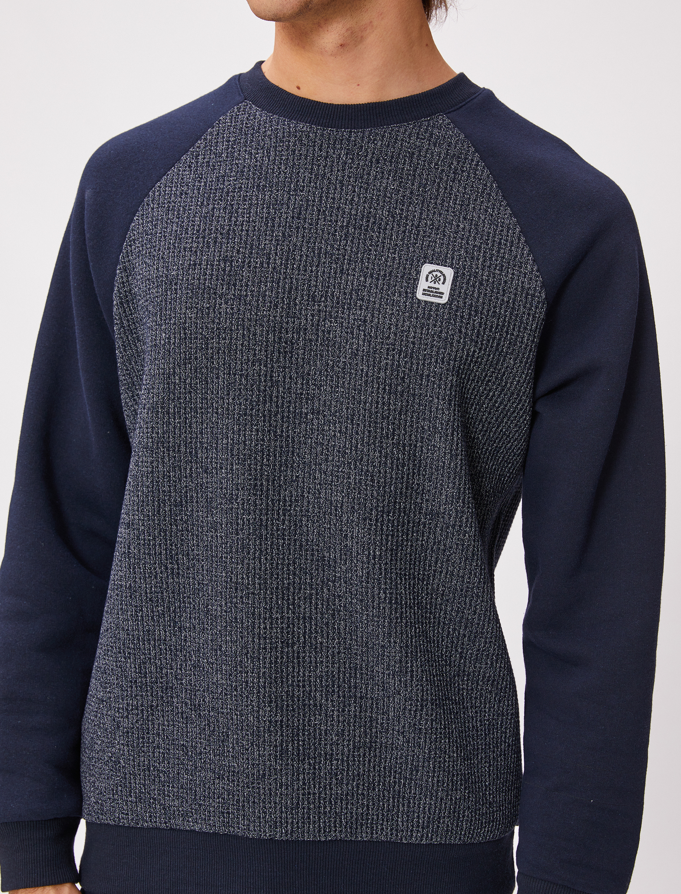   Bisiklet Yaka Kazak Reglan Kol Etiket Detaylı Bloklu