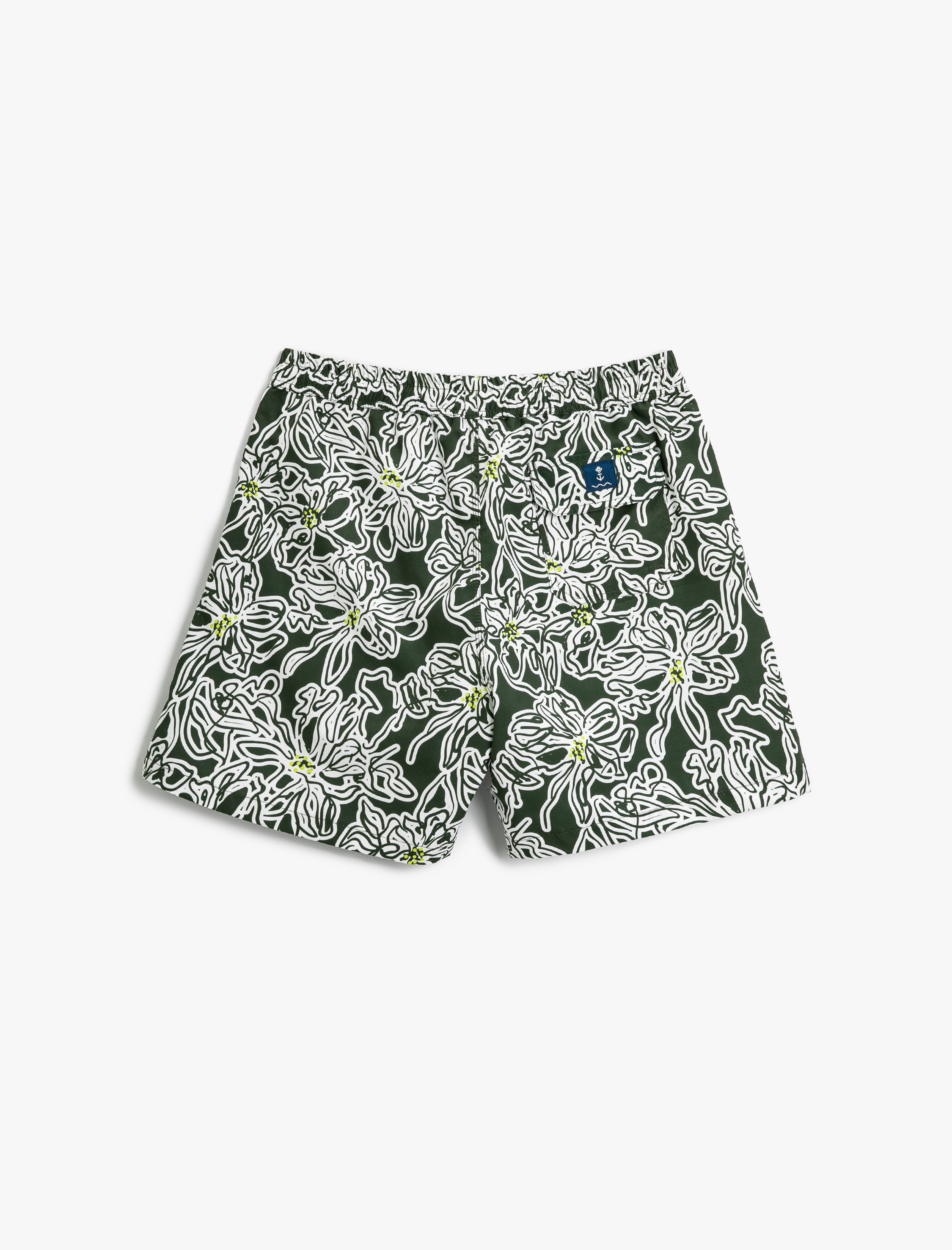   Deniz Şortu Çiçekli Beli Bağcıklı Cepli