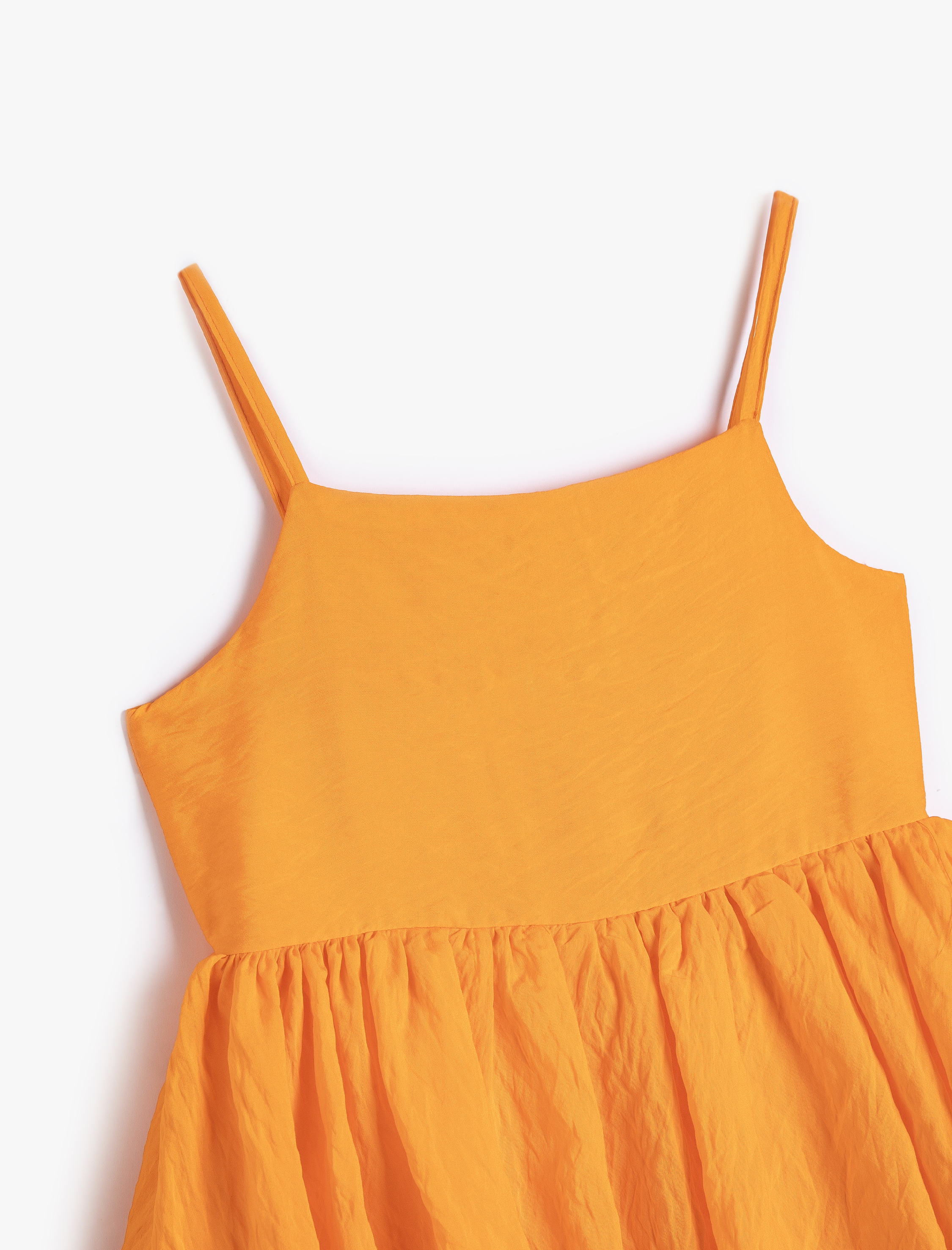  Kız Çocuk Mini Elbise İnce Askılı Katlı Viskon Kumaş