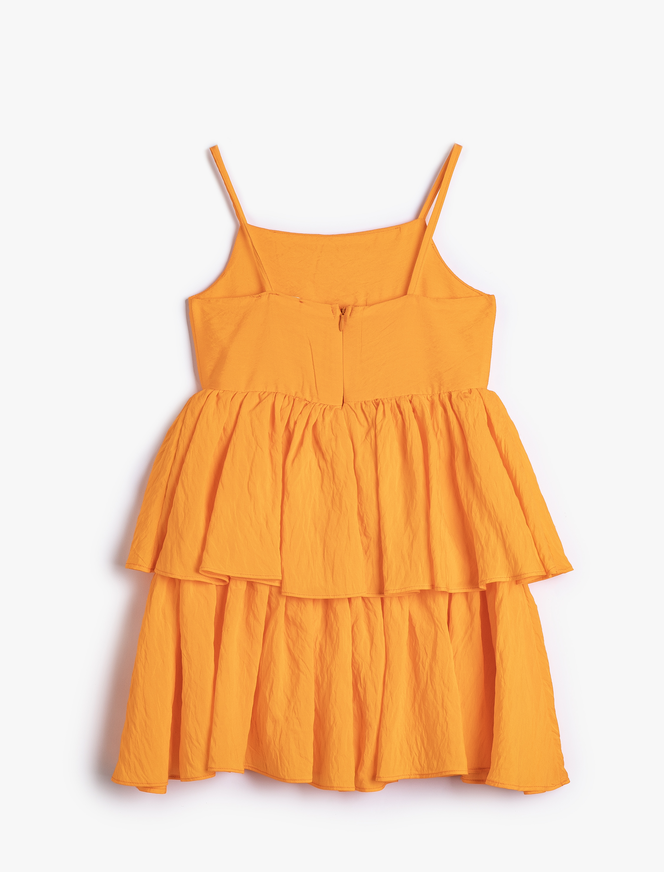  Kız Çocuk Mini Elbise İnce Askılı Katlı Viskon Kumaş