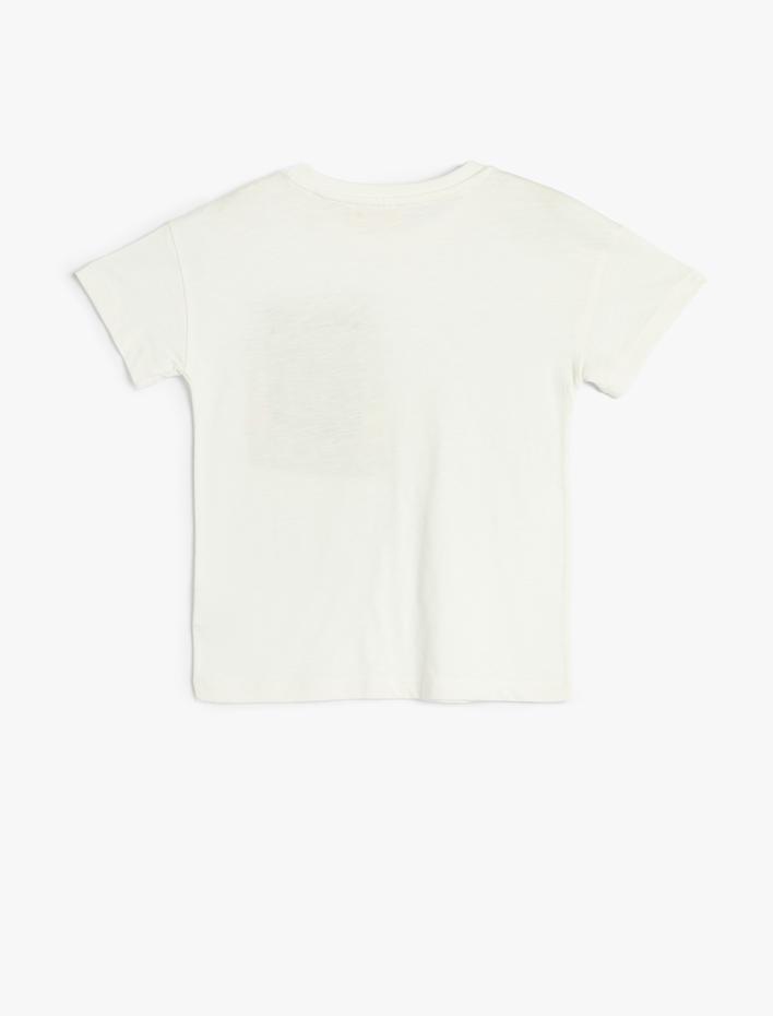 Erkek Çocuk Kısa Kollu Tişört Baskılı Kapaklı Cep Detaylı Bisiklet Yaka Pamuklu