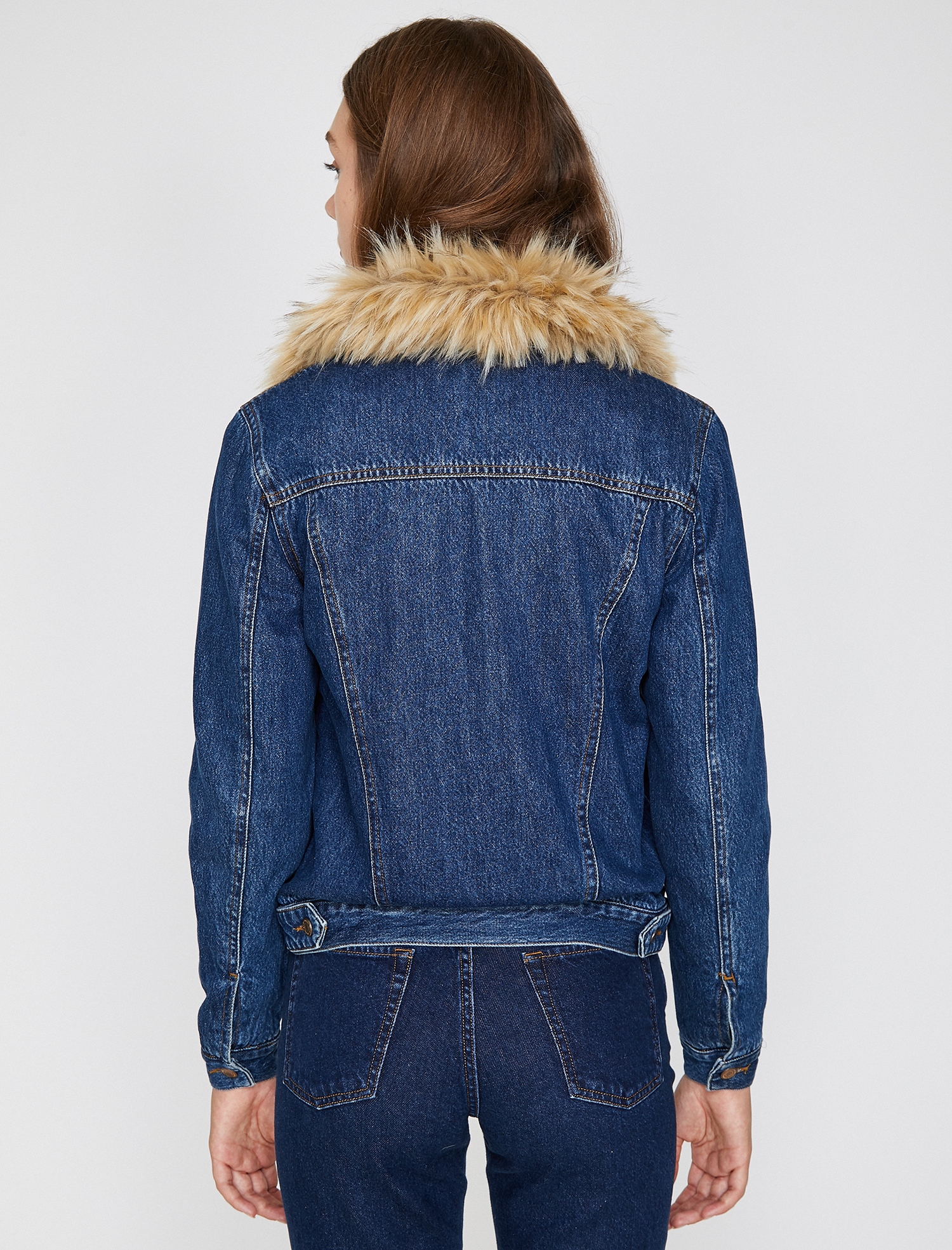 Yakası Suni Kürklü Jean Mont