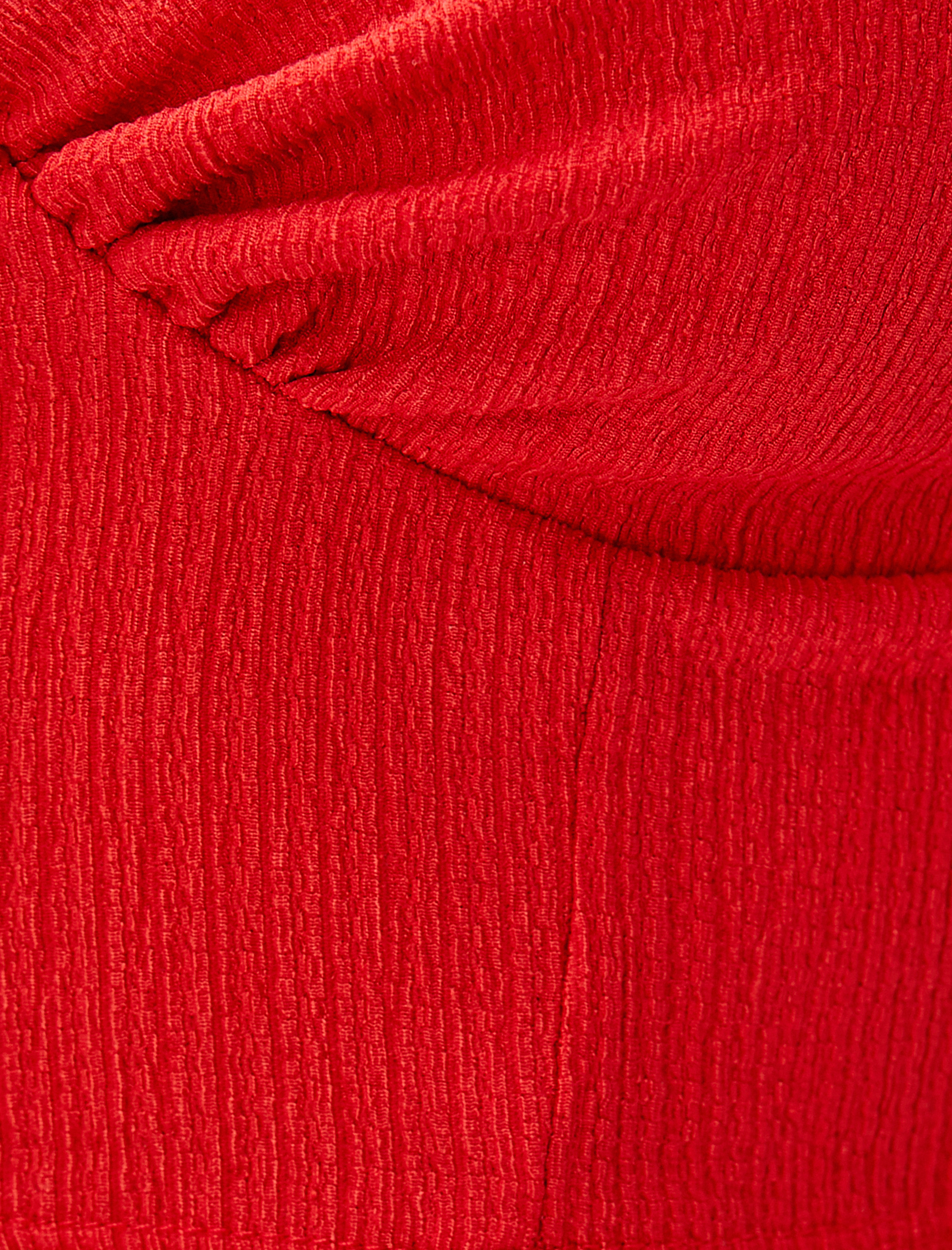   Crop Üst Fırfırlı Kalp Yaka Dokulu Askılı Bürümcük