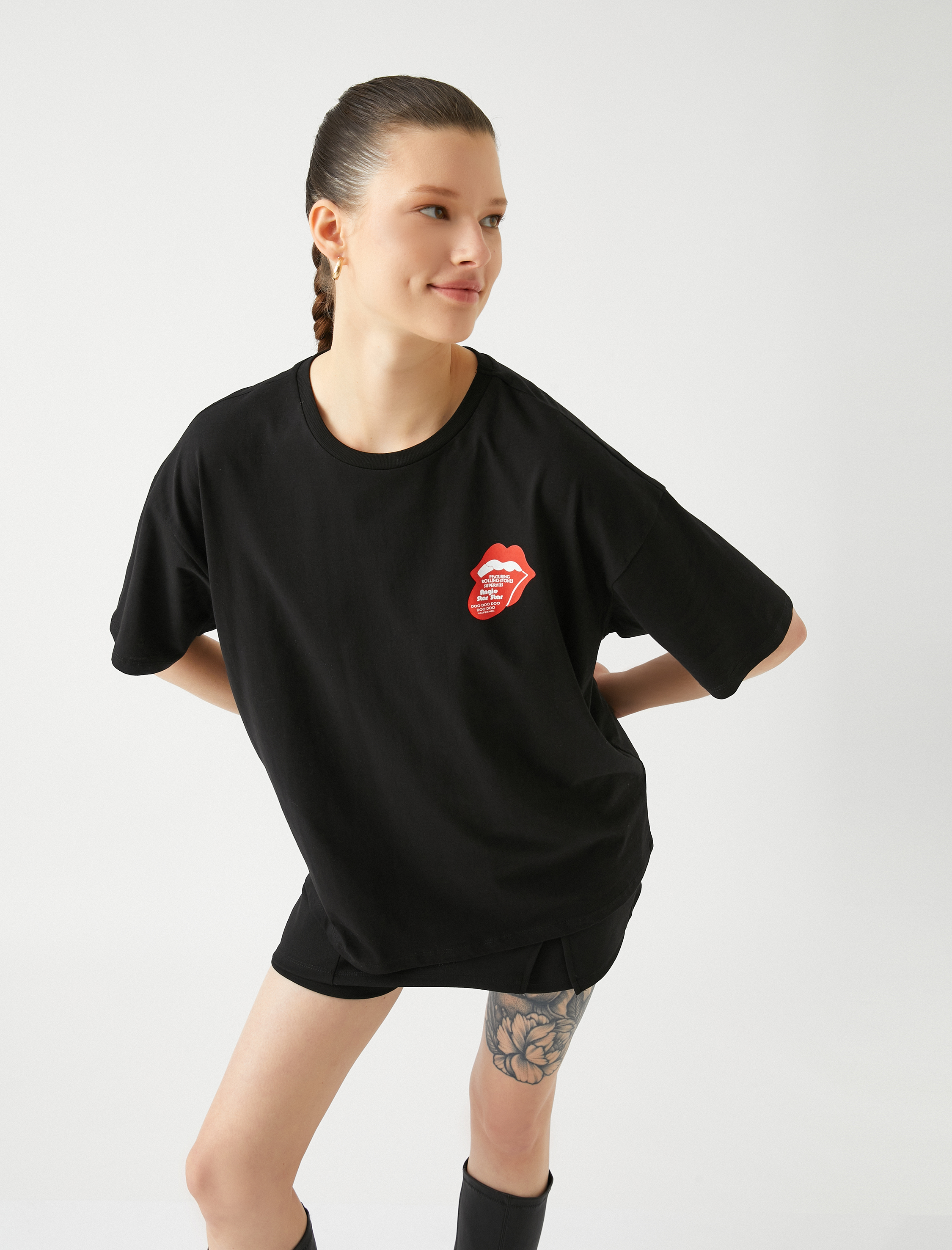   Rolling Stones Tişört Lisanslı Baskılı Bisiklet Yaka Kısa Kollu