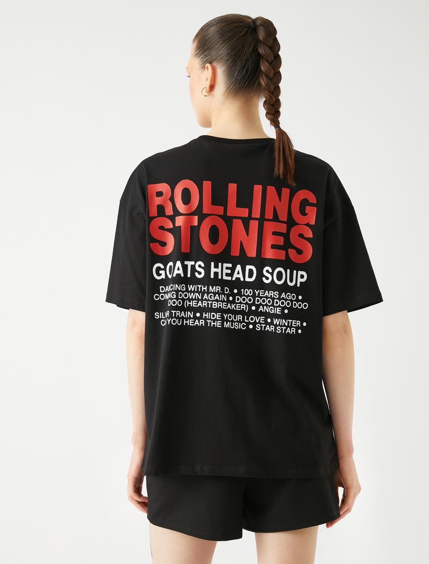   Rolling Stones Tişört Lisanslı Baskılı Bisiklet Yaka Kısa Kollu