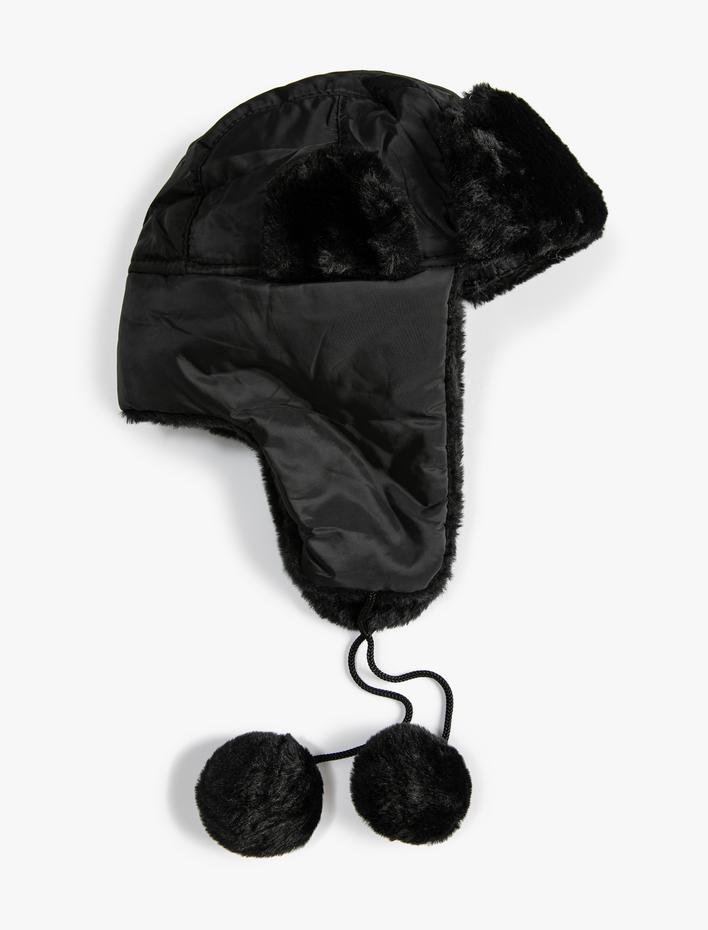 Kadın Pilot Şapka Peluş Ponpon Detaylı