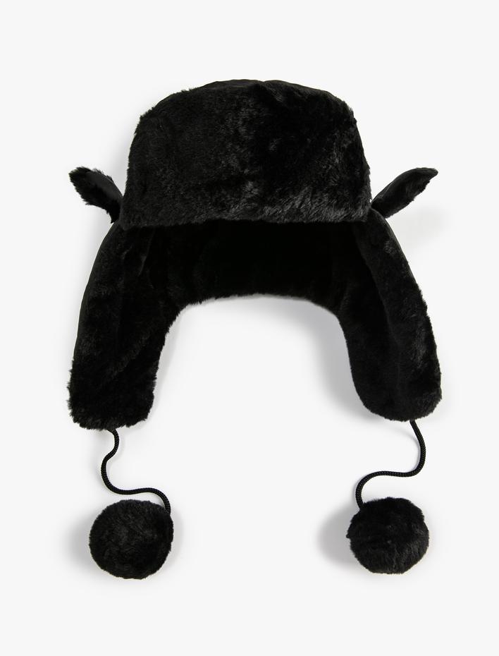 Kadın Pilot Şapka Peluş Ponpon Detaylı