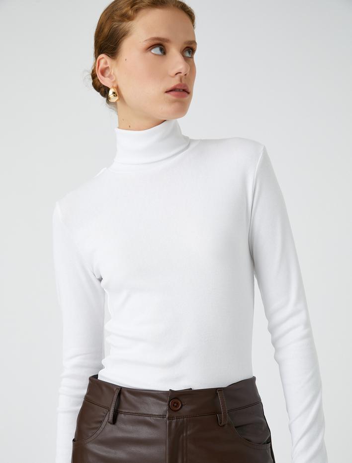 Balıkçı Yaka Tişört Uzun Kollu Slim Fit