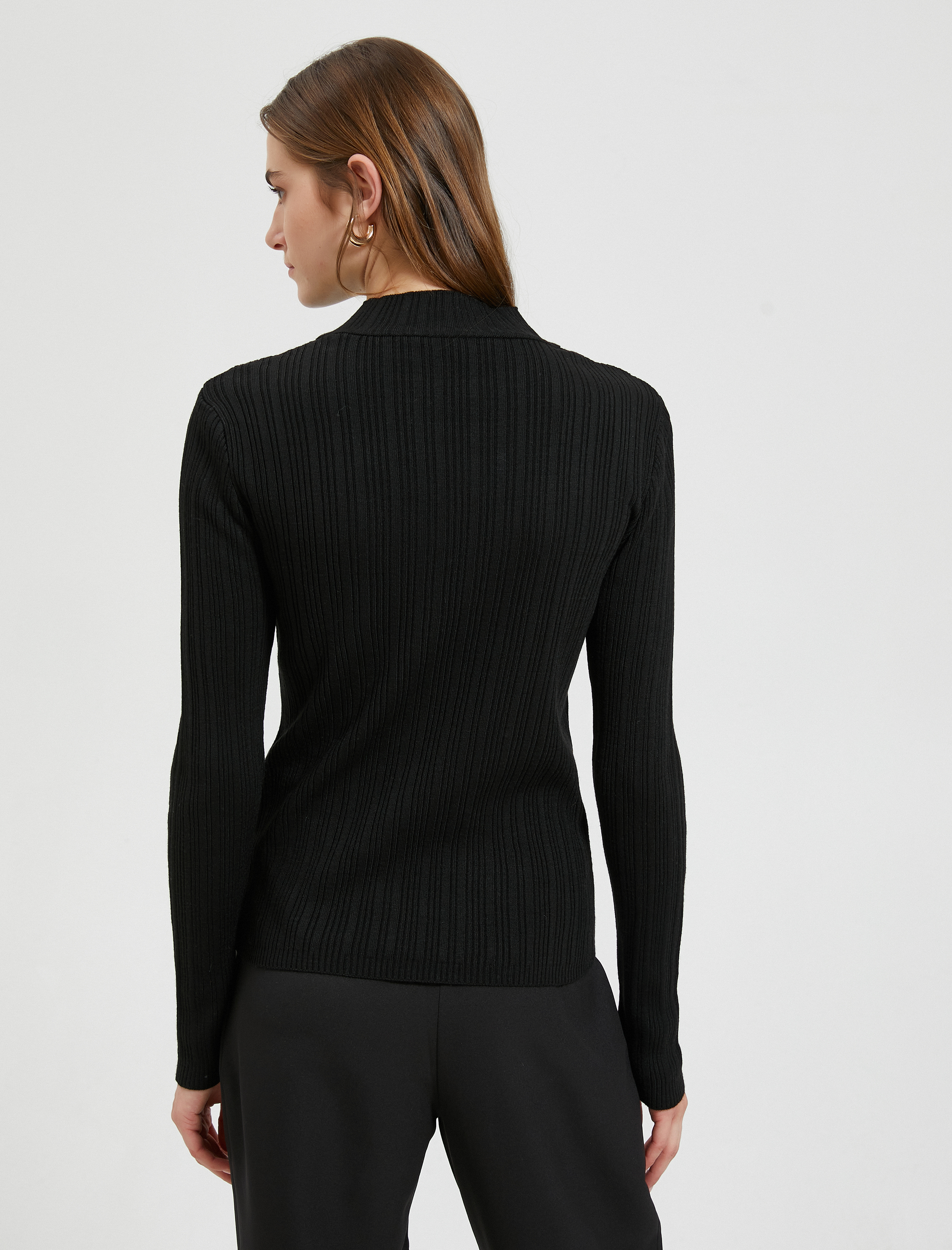   Ribanalı Triko Kazak Yarım Balıkçı Yaka