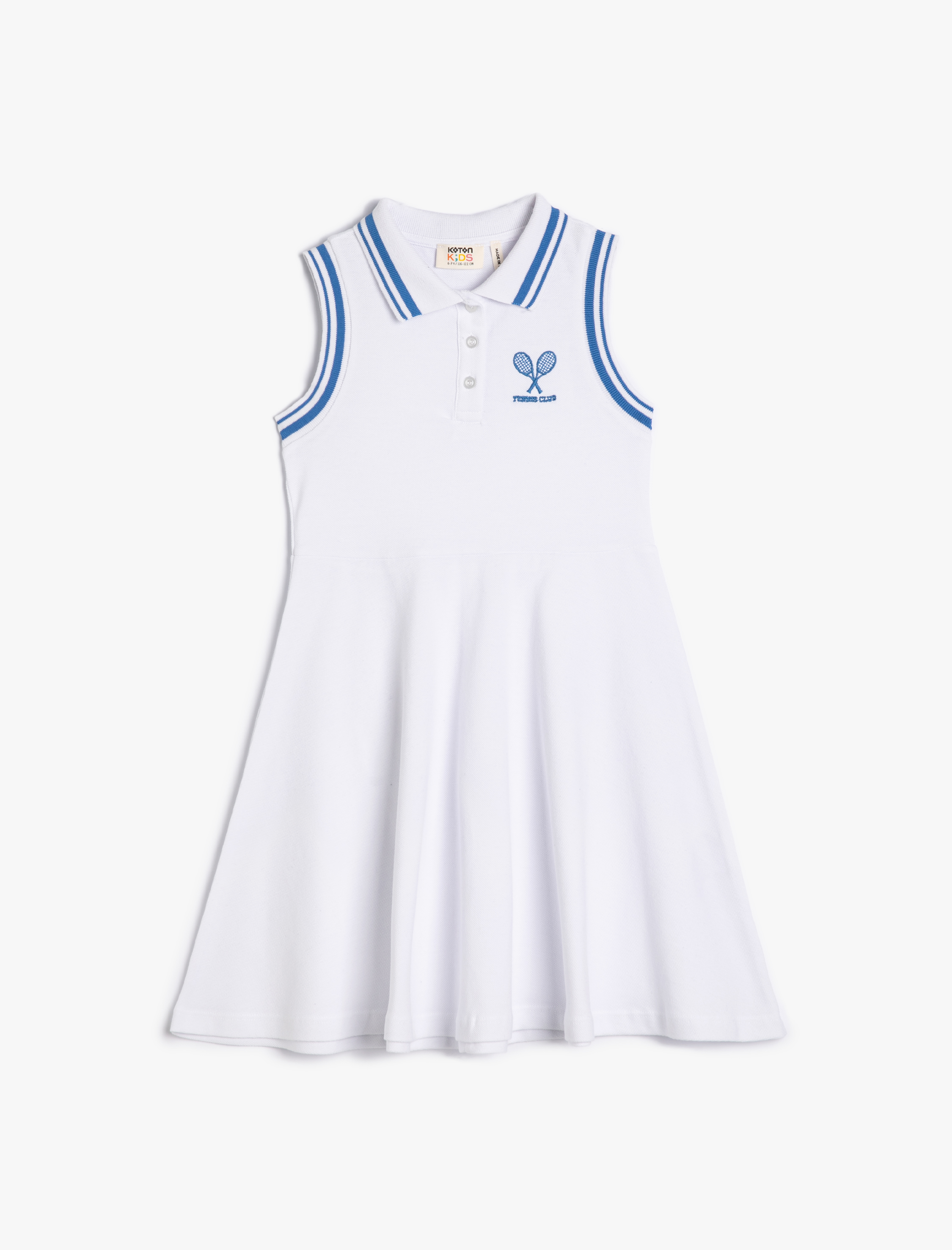  Kız Çocuk Tenis Elbisesi Kolsuz Polo Yaka Pamuklu