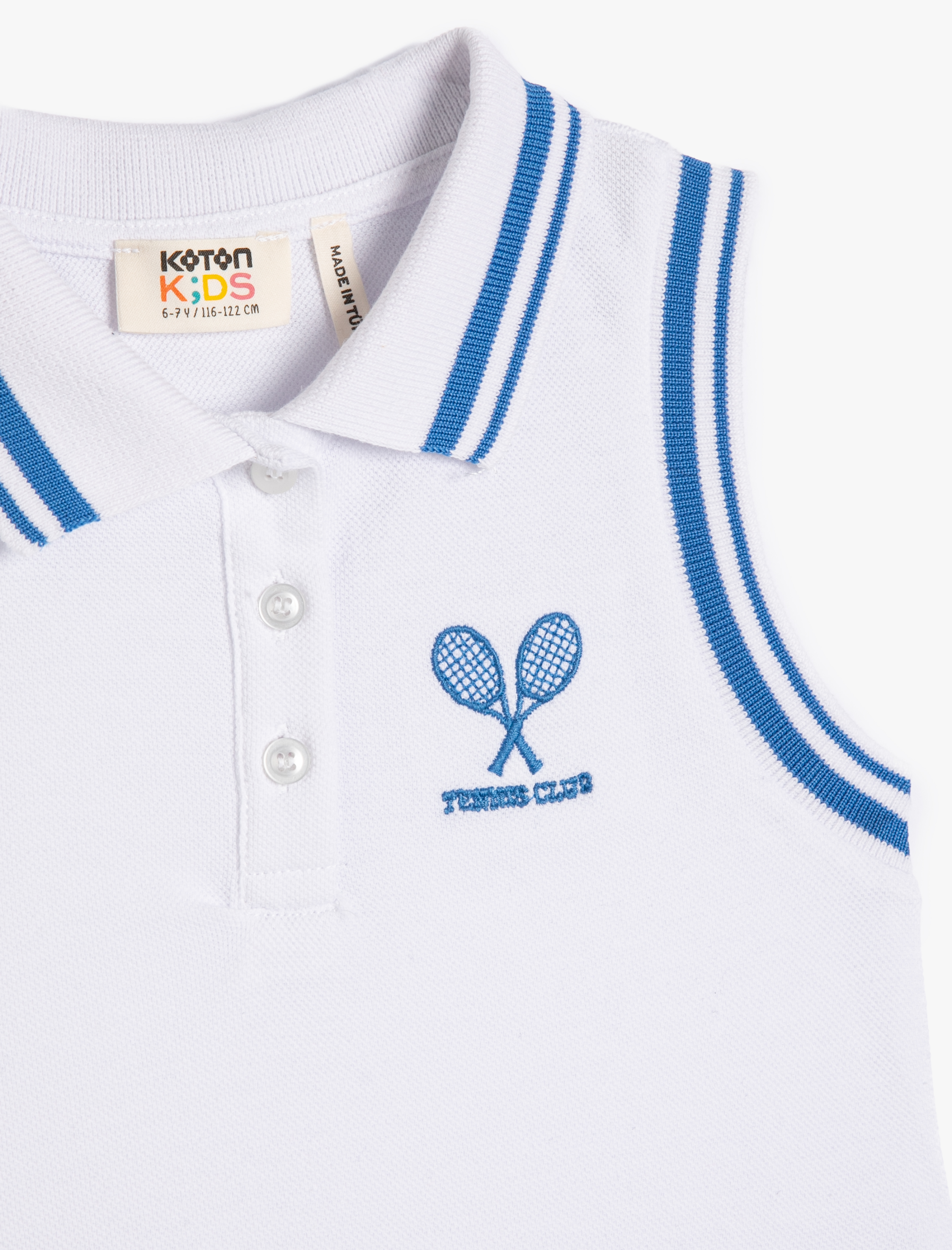  Kız Çocuk Tenis Elbisesi Kolsuz Polo Yaka Pamuklu