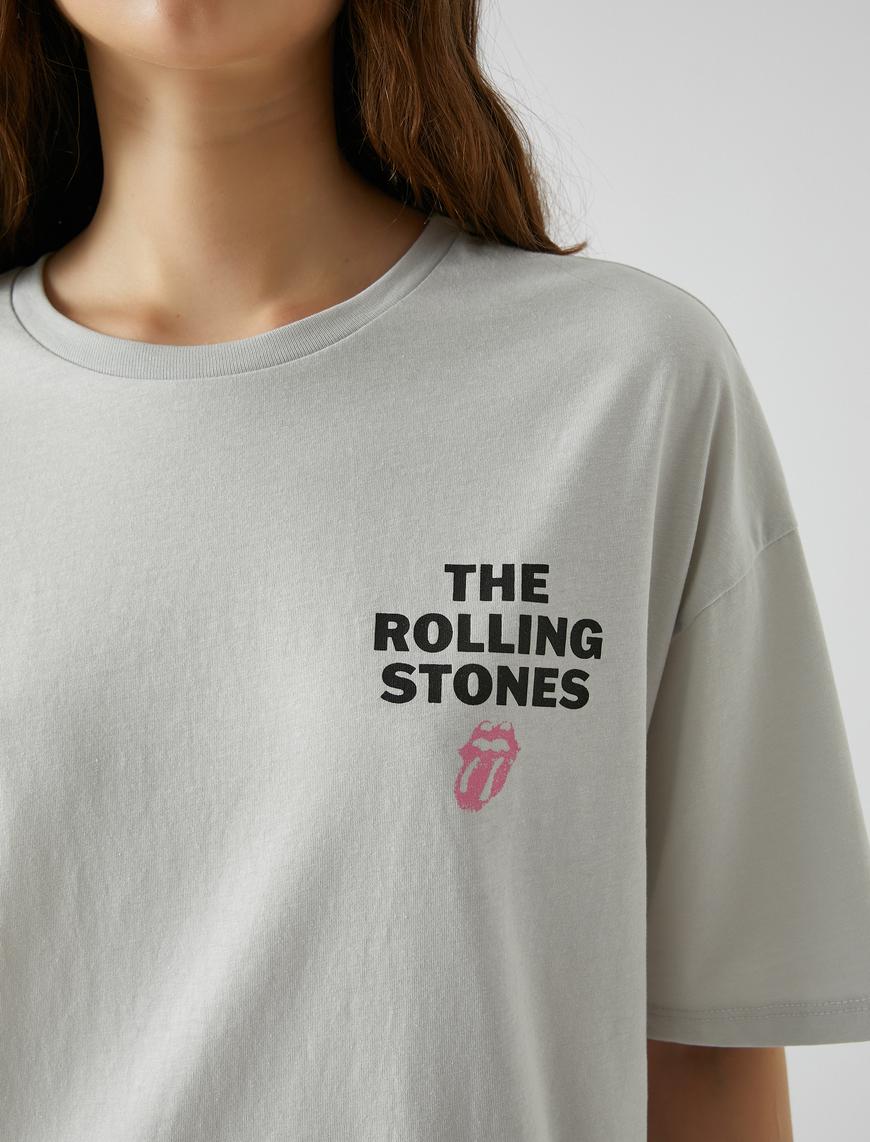   The Rolling Stones Tişört Baskılı Oversize Lisanslı Bisiklet Yaka