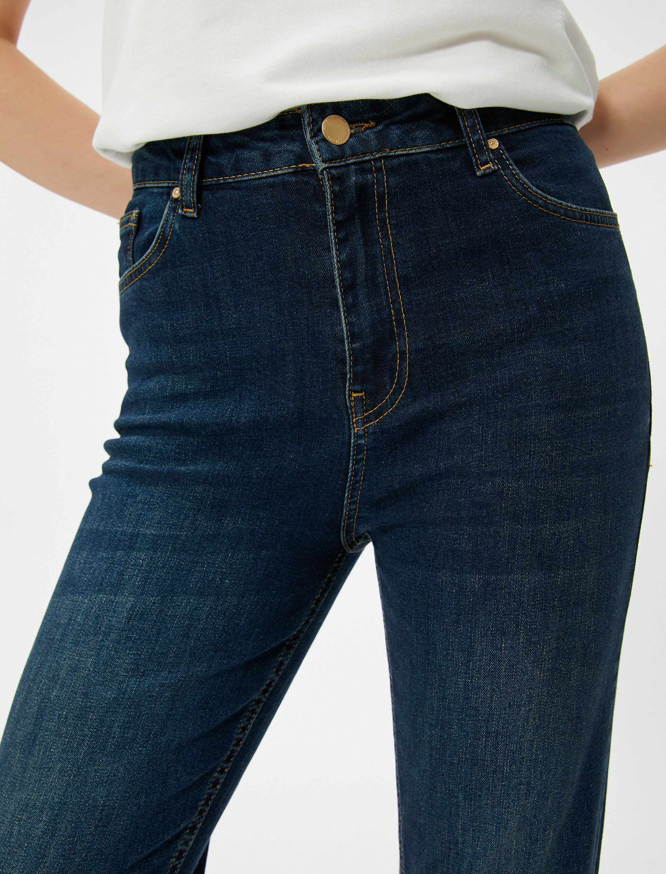   Yüksek Bel Kot Pantolon Hafif Dar Kesim - Mom Slim Jean