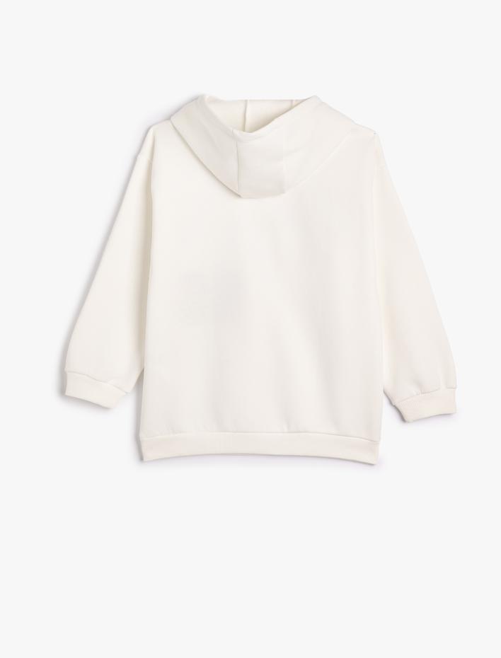 Erkek Çocuk Oversize Kapşonlu Sweatshirt Baskılı Aplike Detaylı Şardonlu
