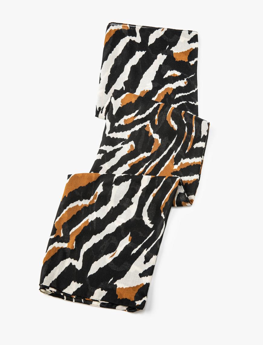  Kadın Şal Zebra Desenli Kare