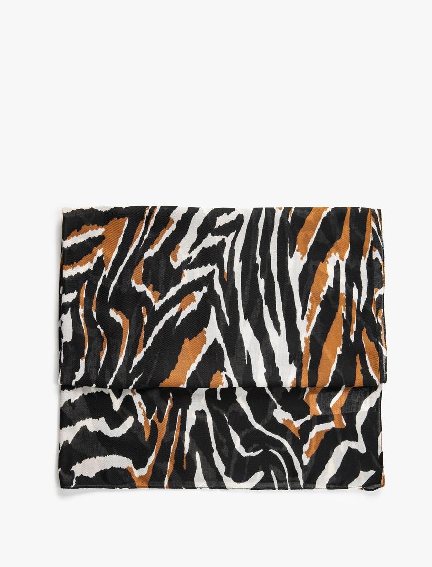  Kadın Şal Zebra Desenli Kare