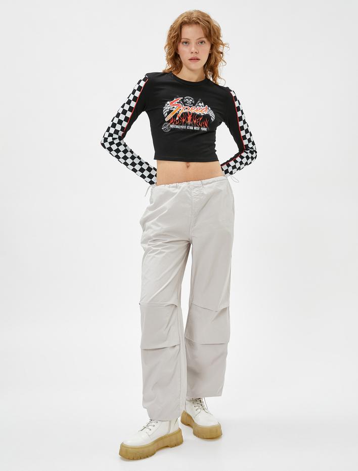  Paraşüt Pantolon Cep Detaylı Lastikli Stoperli Pamuklu