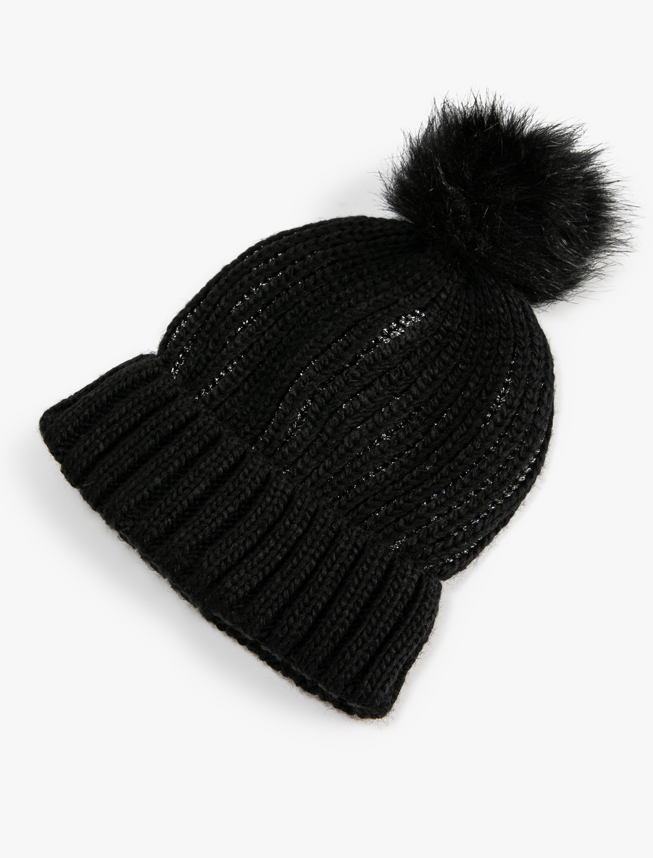  Kadın Örgü Bere Lastikli Peluş Ponponlu