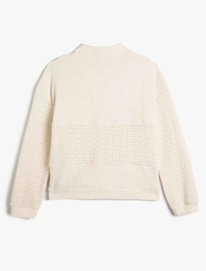  Örgü Motifli Kazak Yarım Balıkçı Yaka