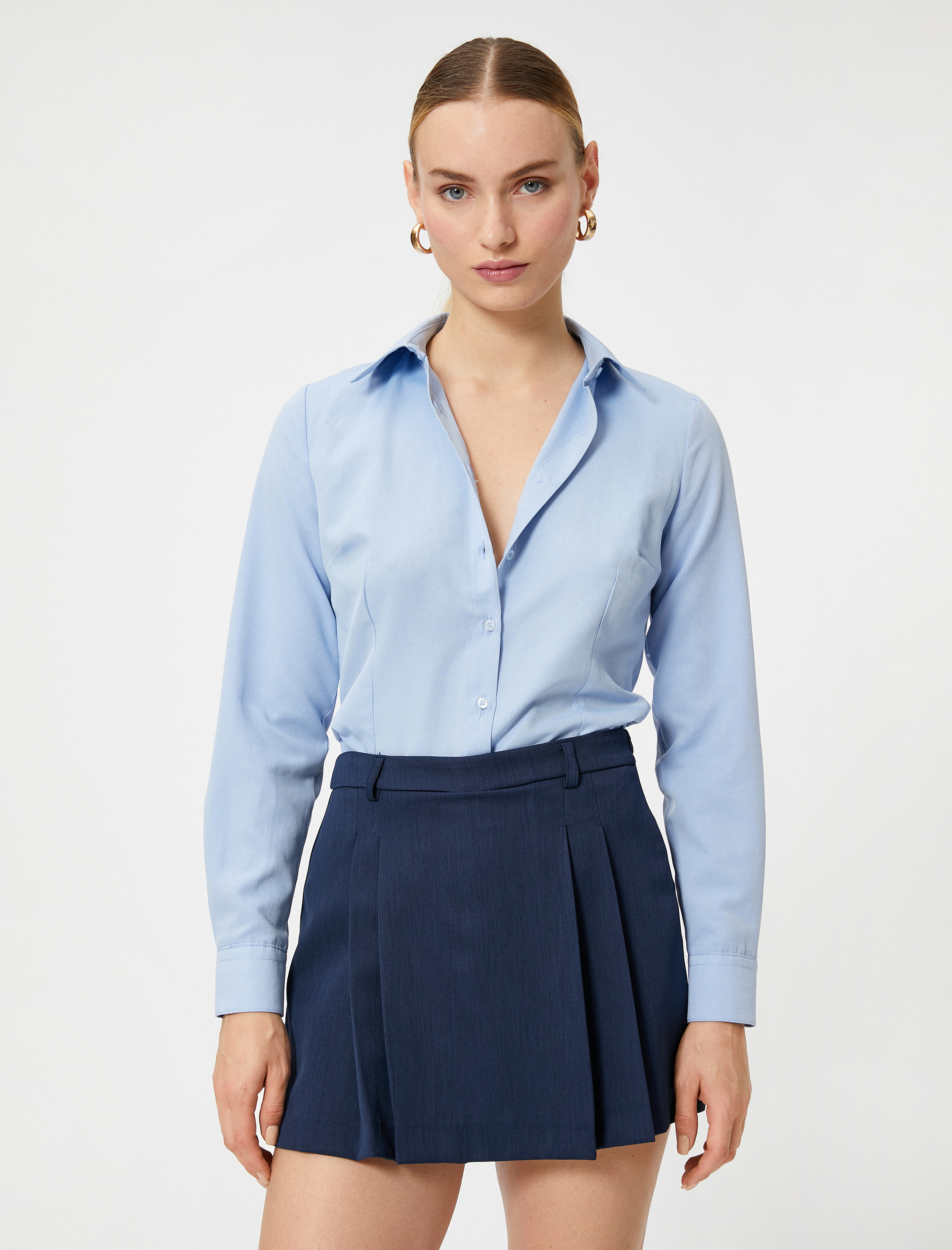   Basic Gömlek Pamuklu Uzun Kollu