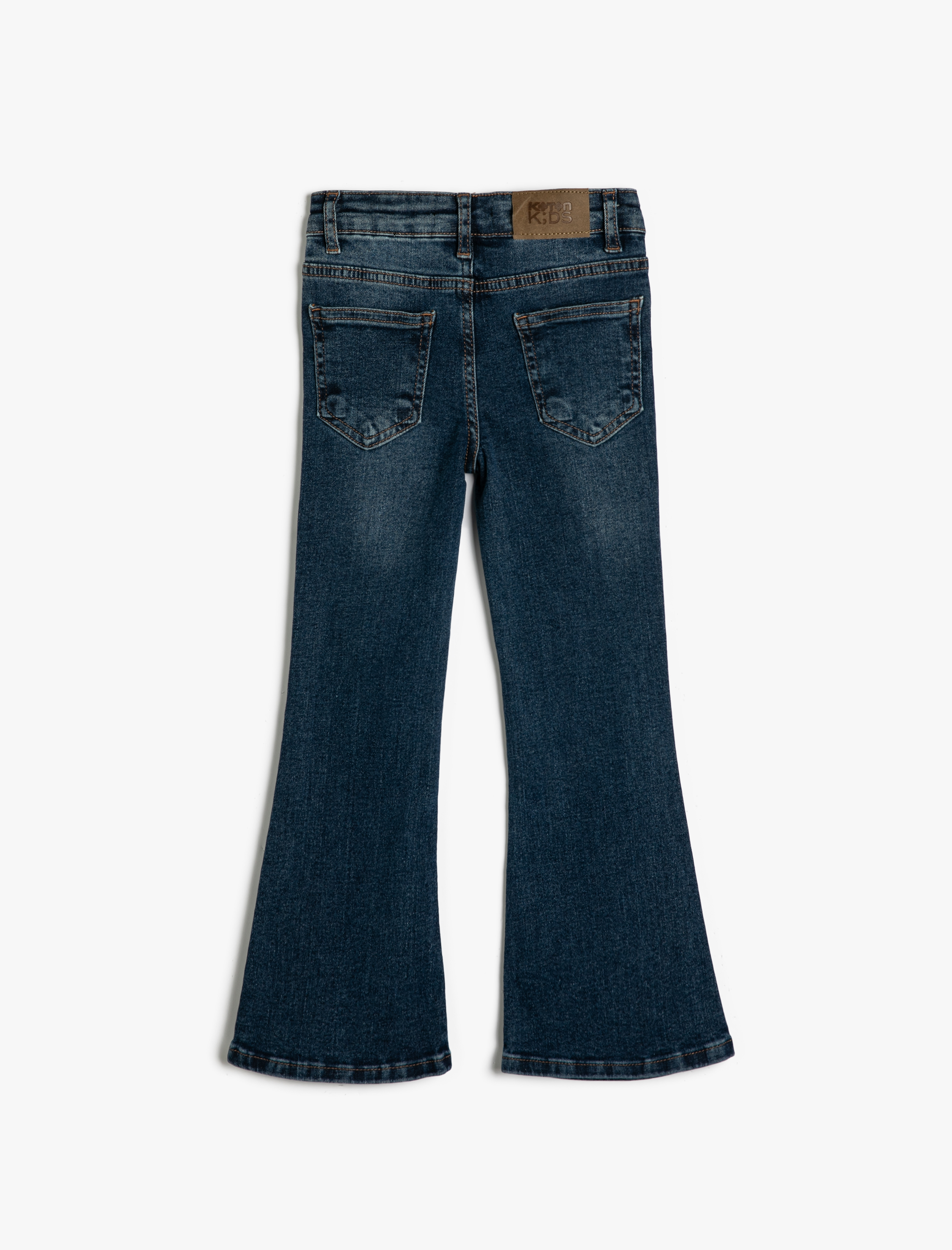  Kız Çocuk İspanyol Paça Kot Pantolon Pamuklu Cepli - Flare Jean