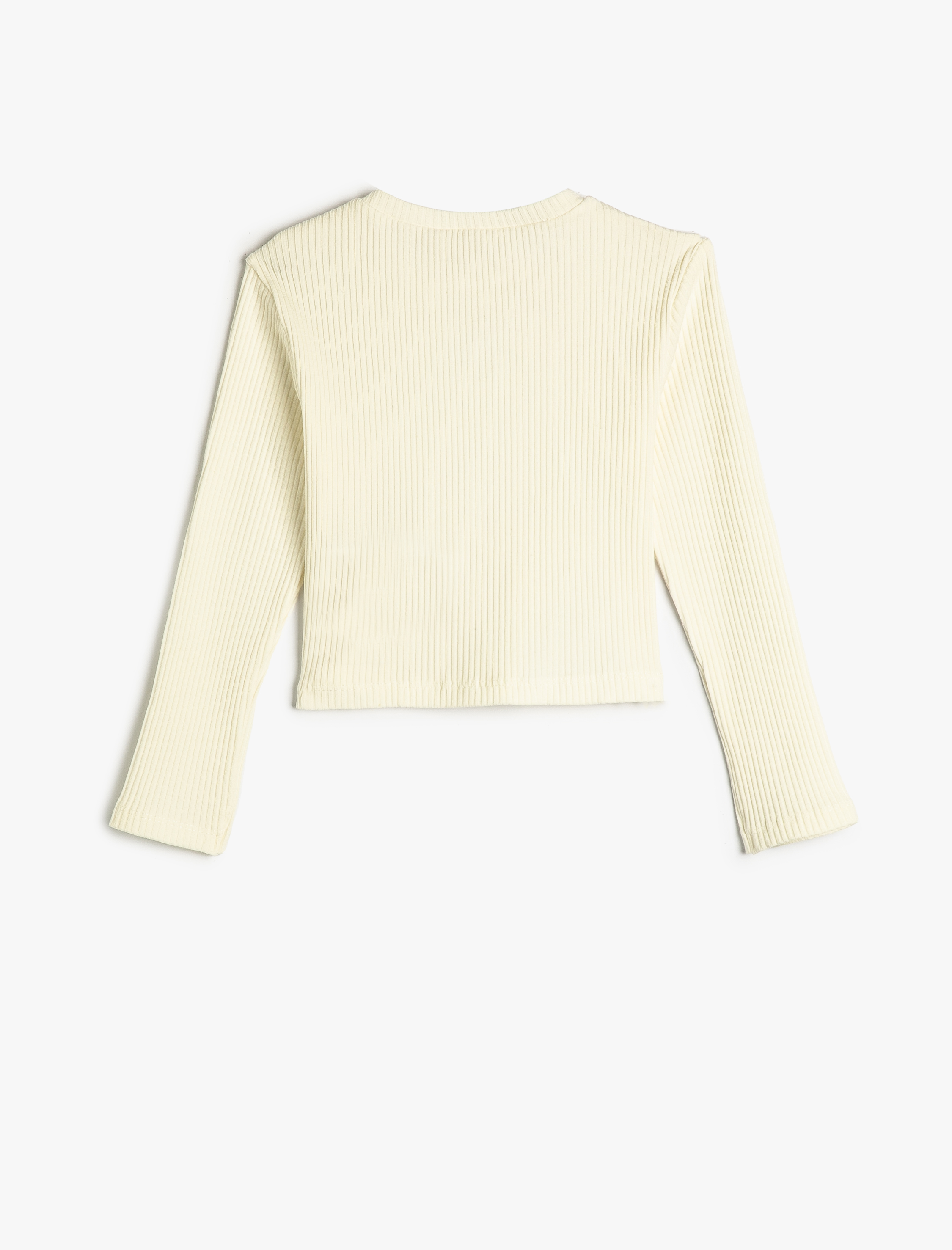  Kız Çocuk Bluz Uzun Kollu Yuvarlak Yaka Pencere Detaylı Kaşkorse