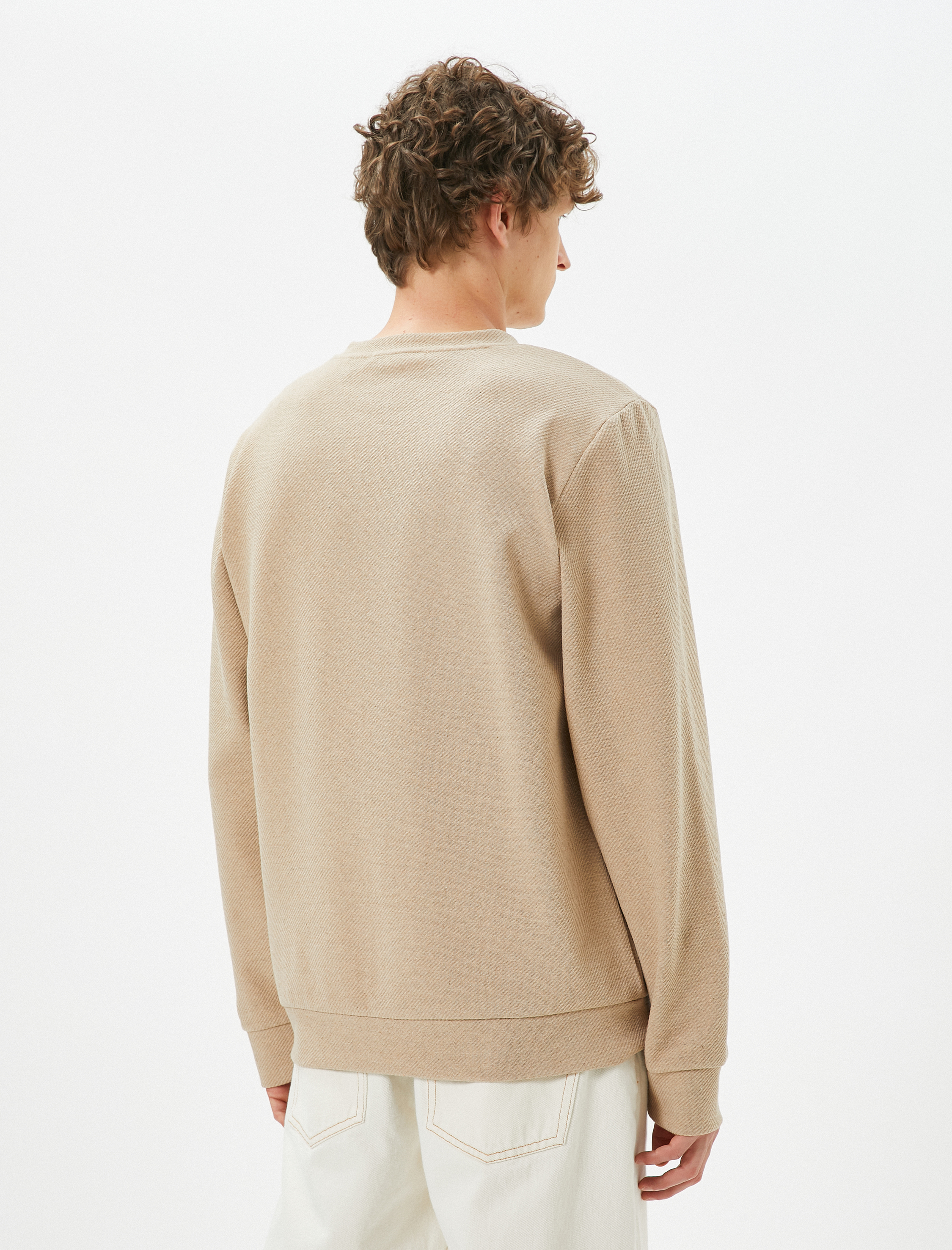   Basic Kazak Bisiklet Yaka Dokulu Uzun Kollu