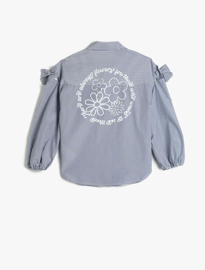 Kız Çocuk Gömlek Uzun Kollu Manşetleri Lastikli Fiyonk Detaylı