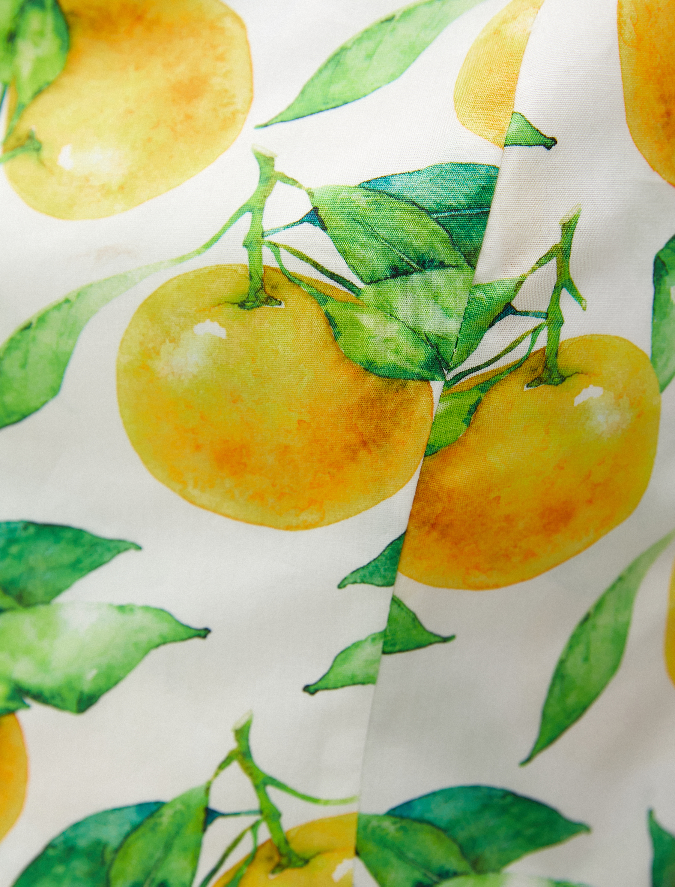   Meyve Baskılı Crop Bluz Kısa Balon Kollu Kare Yaka Pamuklu