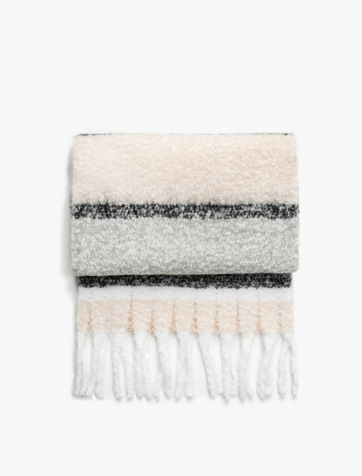 Kadın Şal Püsküllü Yumuşak Dokulu