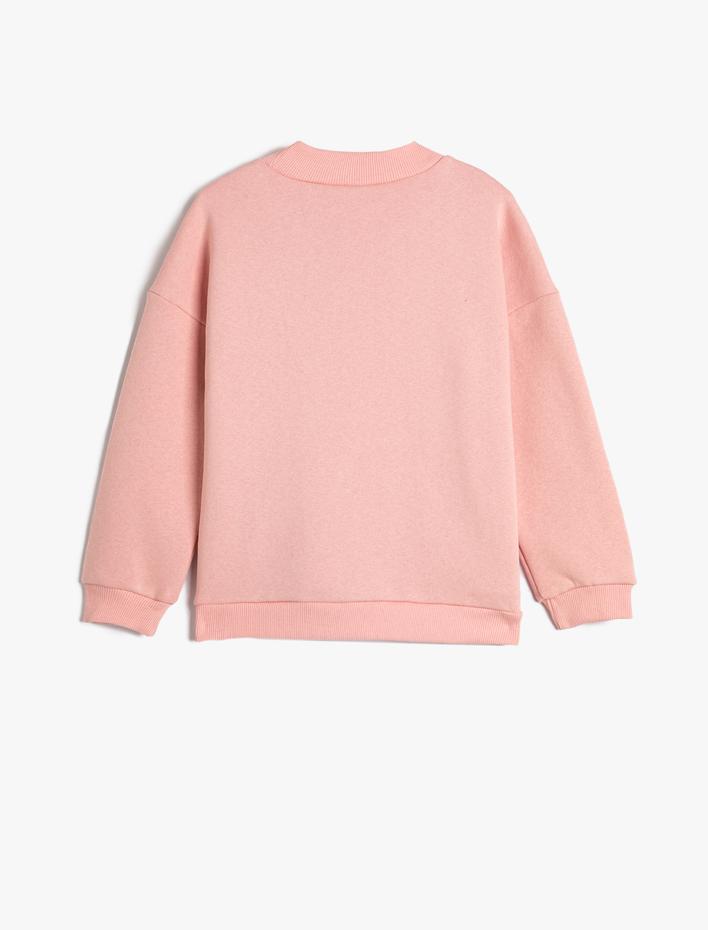 Kız Çocuk Sweatshirt Şardonlu Dik Yaka Uzun Kollu Şardonlu
