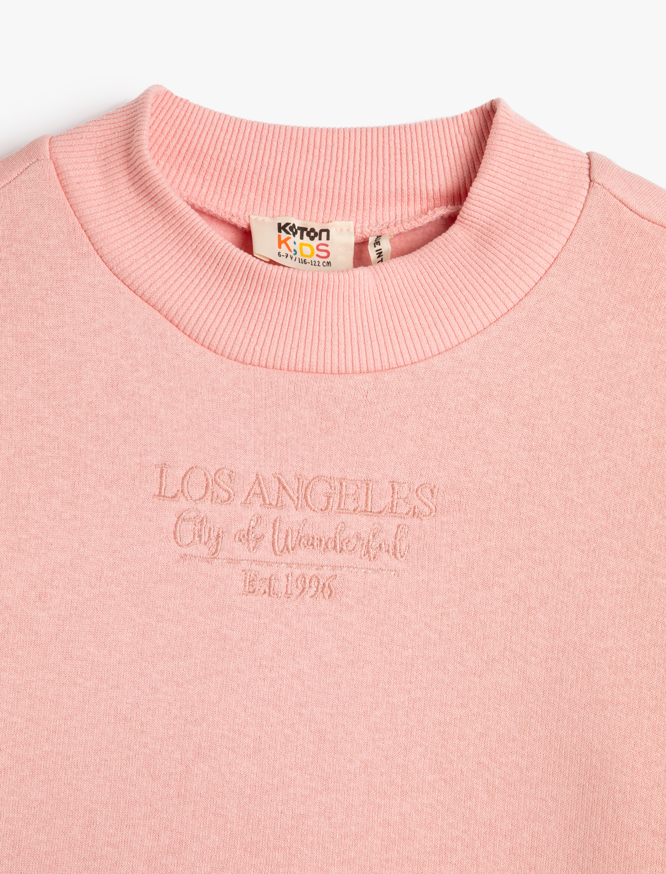  Kız Çocuk Sweatshirt Şardonlu Dik Yaka Uzun Kollu Şardonlu