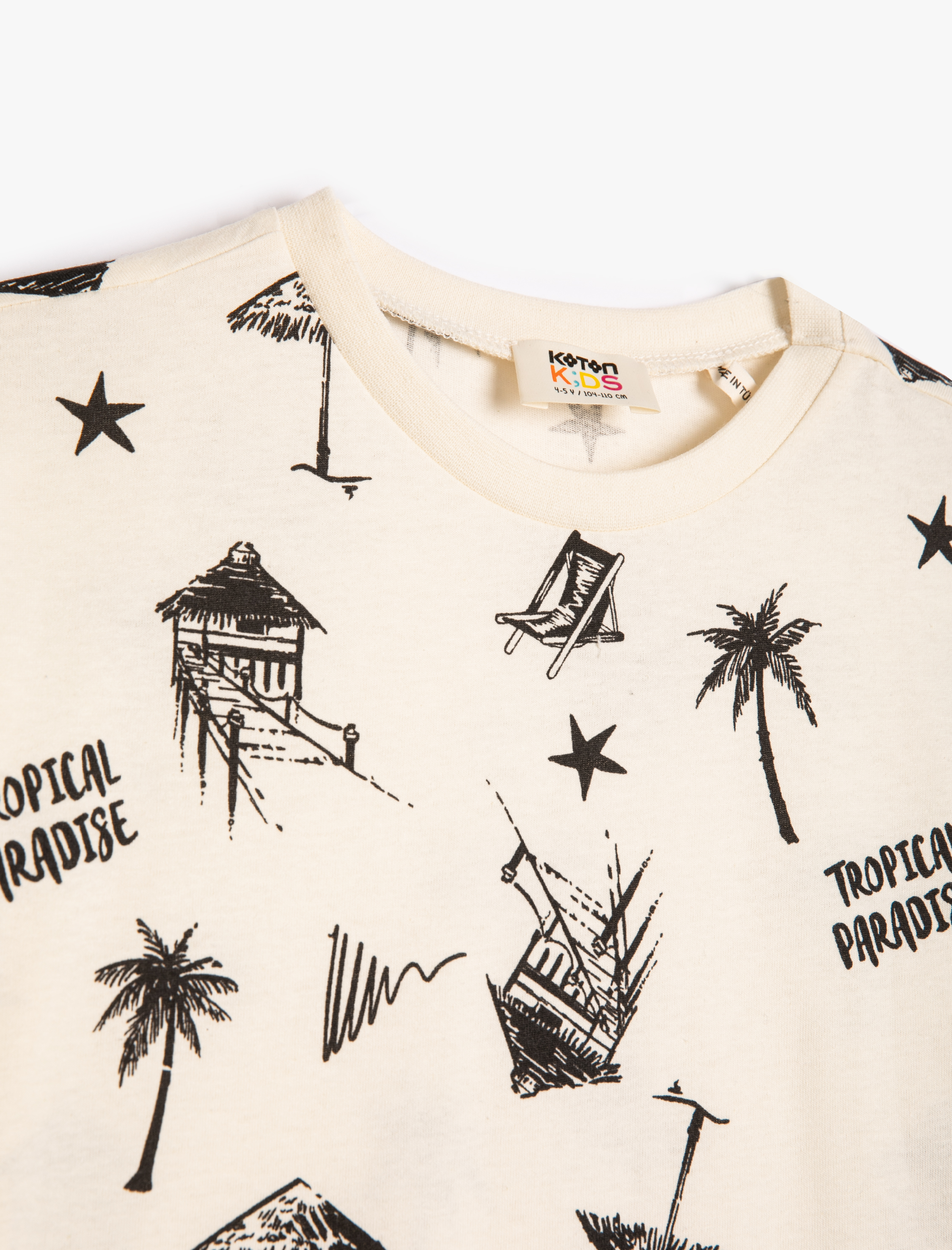  Erkek Çocuk Tişört Kısa Kollu Bisiklet Yaka Baskılı Pamuklu